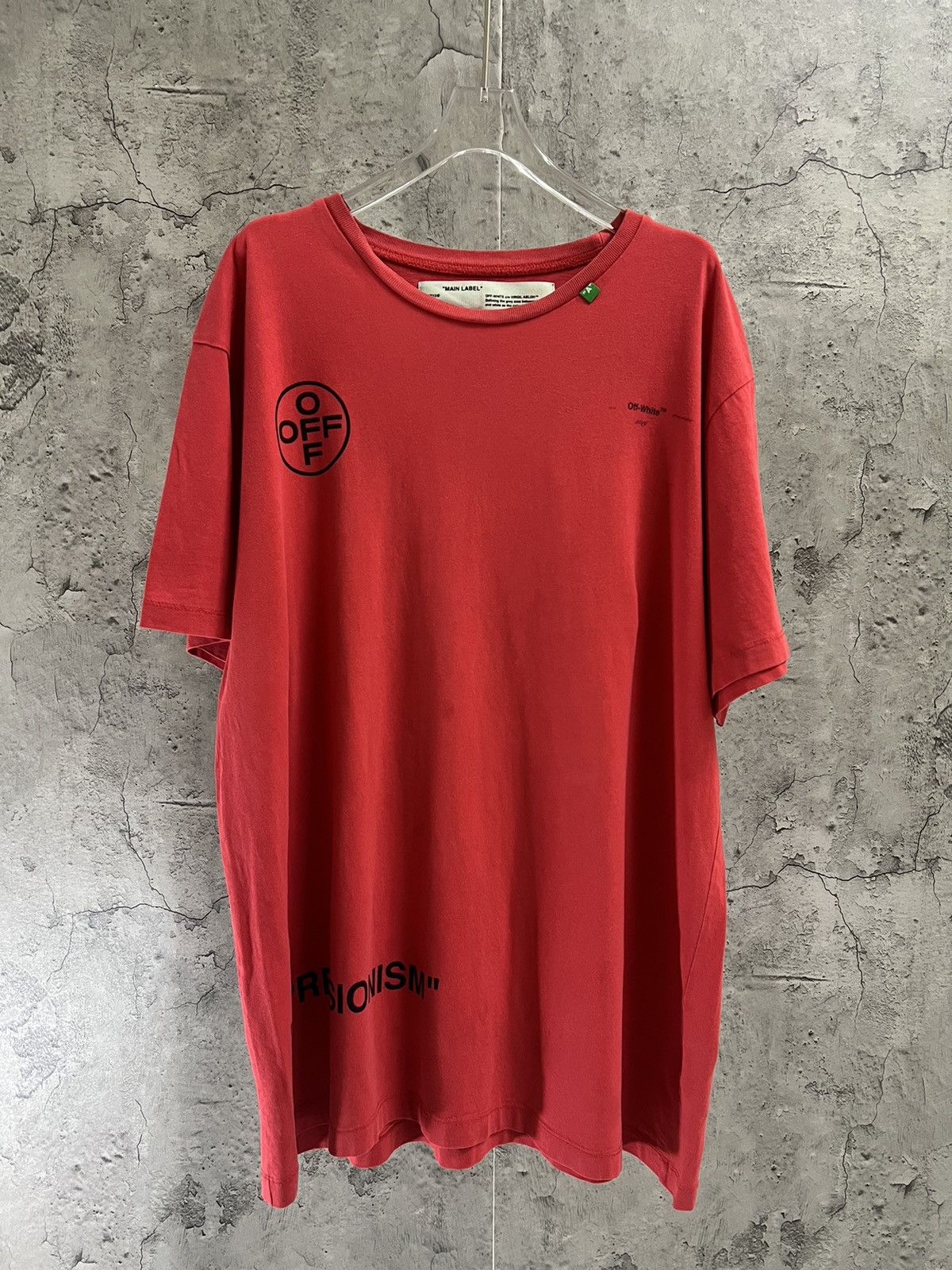 Off white impressionism top red