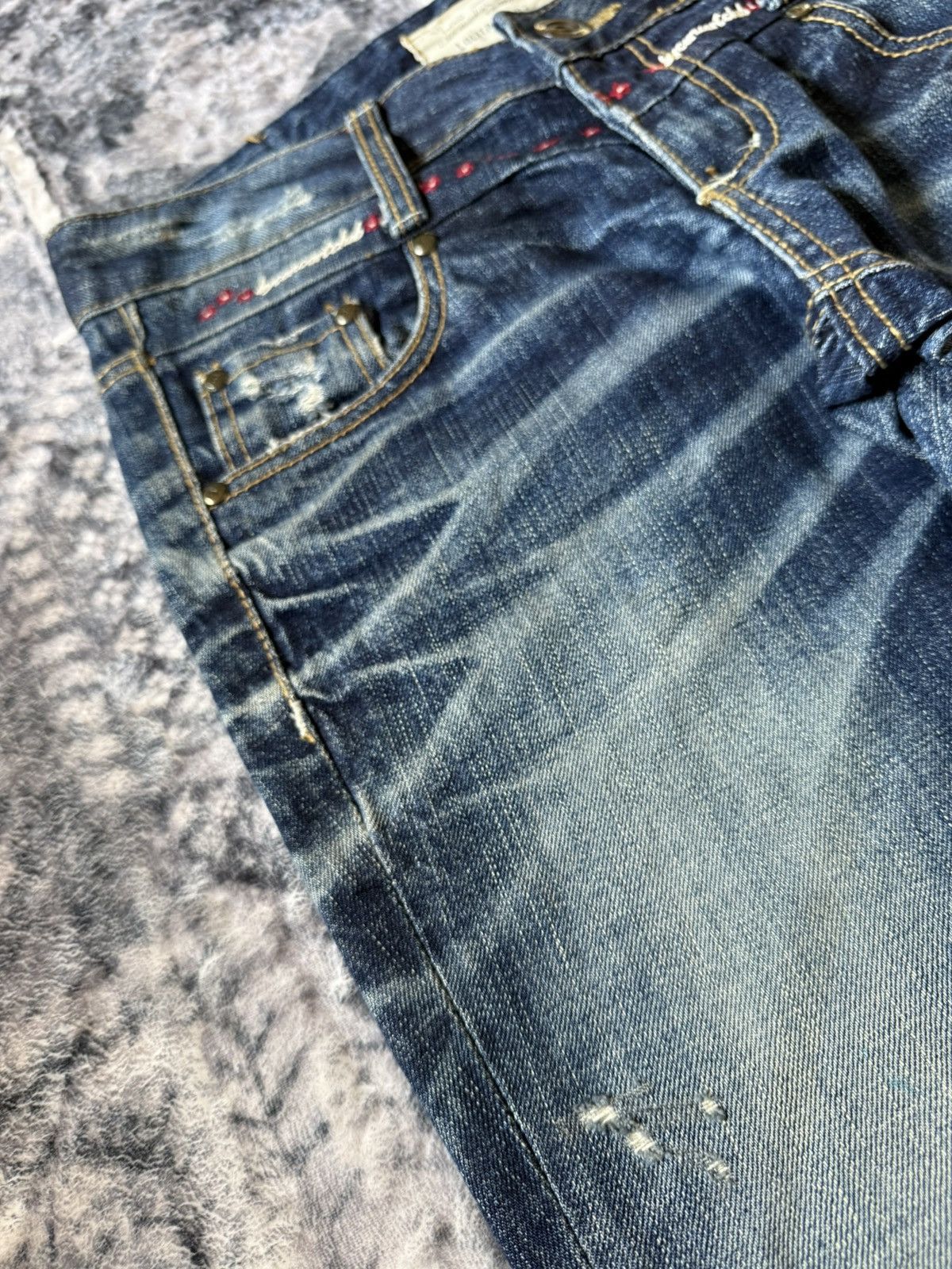 Hysteric Glamour × Japanese Brand Yoshitomo Lolita Japan Heavy Whisker Blossom Flare Jeans Size US 29 - 10 Thumbnail