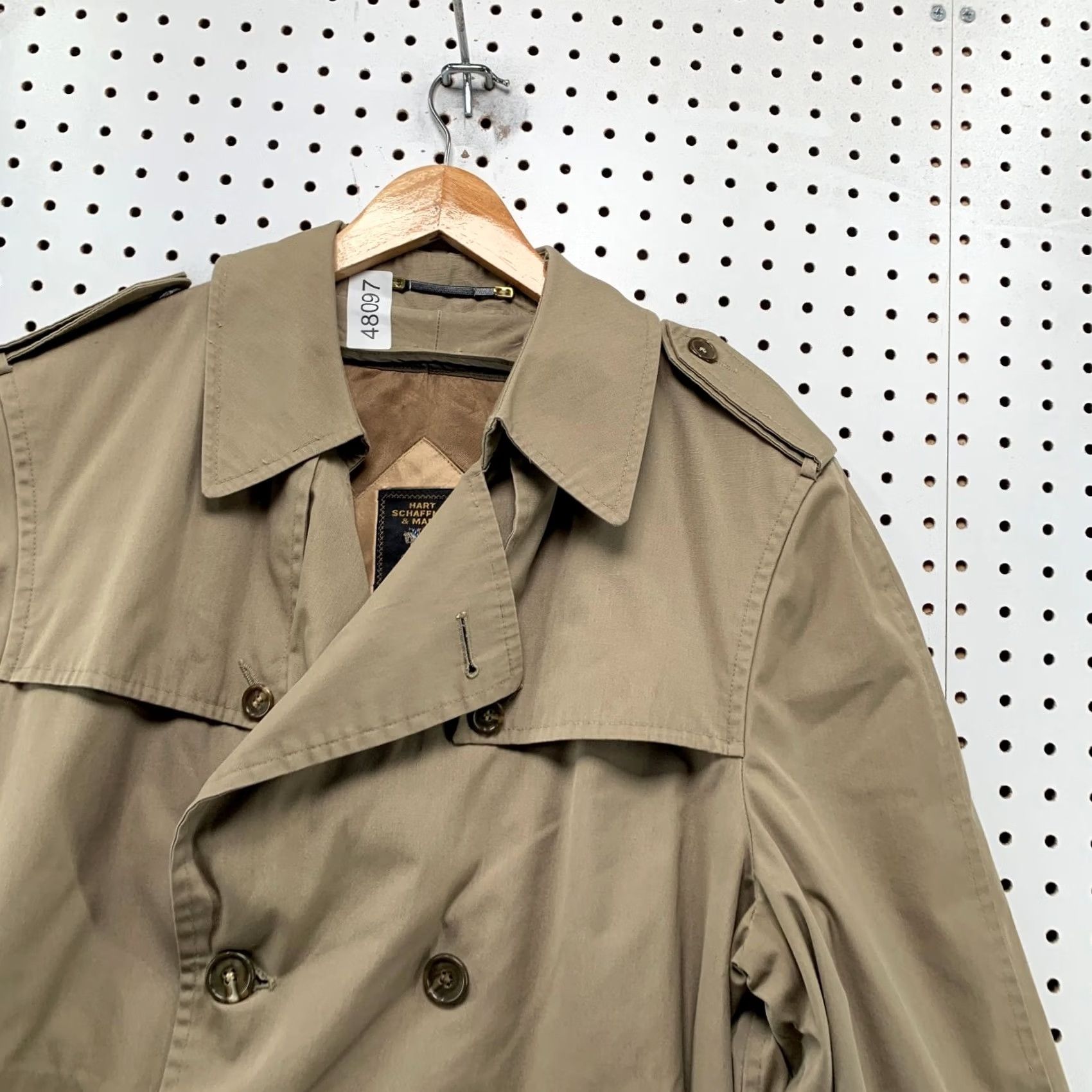 Hart Schaffner Marx VINTAGE Hart Schaffner Marx Trench Coat Mens 42R Wool Double Breast Corporate Coat Size US XS / EU 42 / 0 - 7 Thumbnail