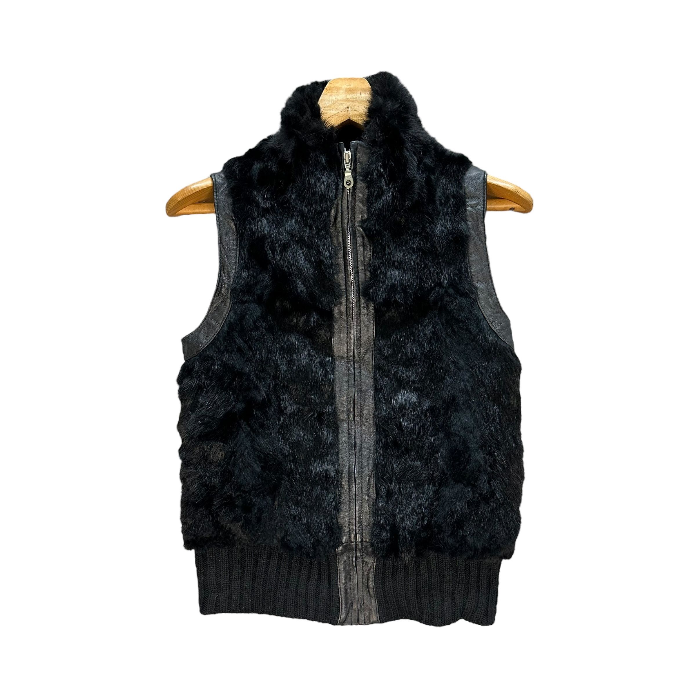 Comme Ca Ism Comme Ca Ism Rabbit Fur Leather Part Hybrid Vest #A9-0222 Size US S / EU 44-46 / 1 - 1 Thumbnail