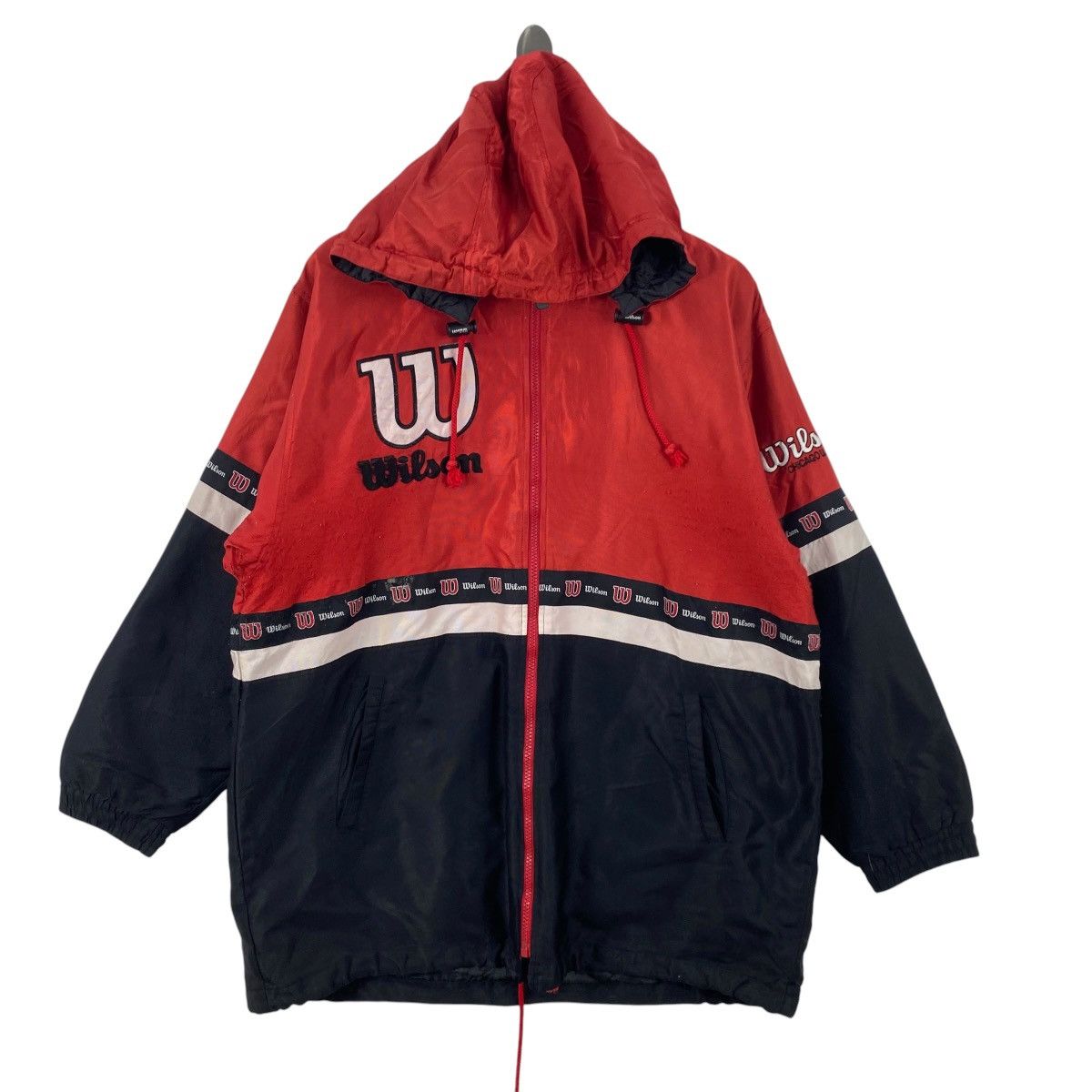 Vintage Vintage WILSON Hooded Windbreaker Jacket Big Logo Spell Size US XL / EU 56 / 4 - 3 Thumbnail