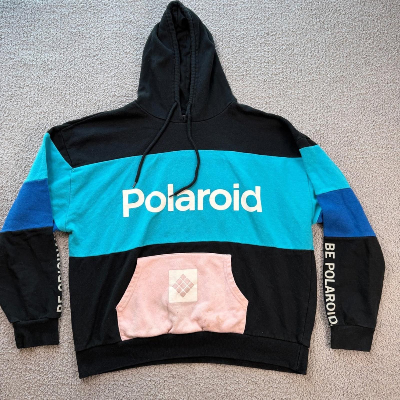 Polaroid Polaroid Colorblock Hoodie Men XL Black Teal Blue Sweatshirt Size US XL / EU 56 / 4 - 1 Thumbnail