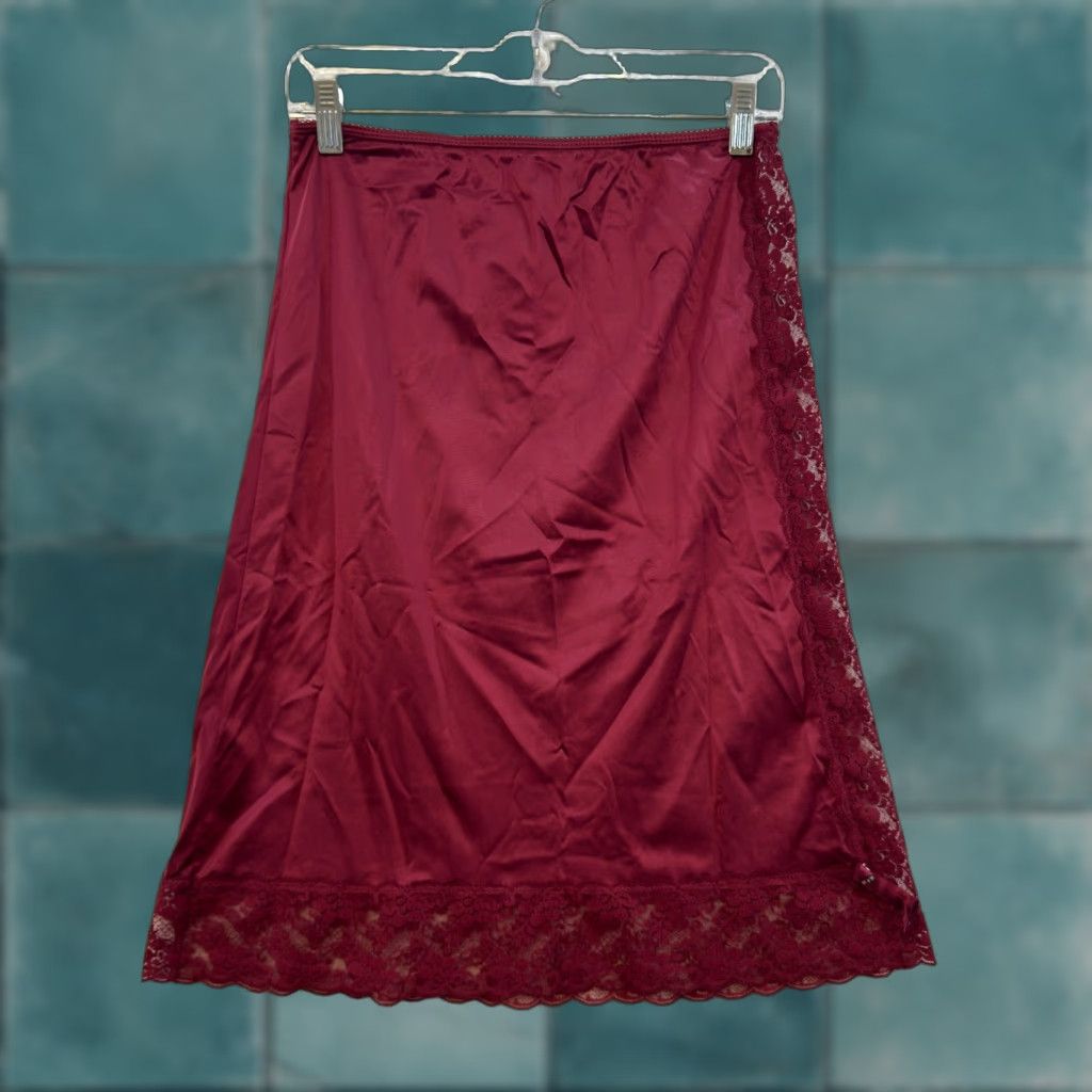 Vintage VINTAGE Slip Skirt XS Small Red Lace Edwardian Victorian Goth S Womens Size 28" / US 6 / IT 42 - 1 Thumbnail