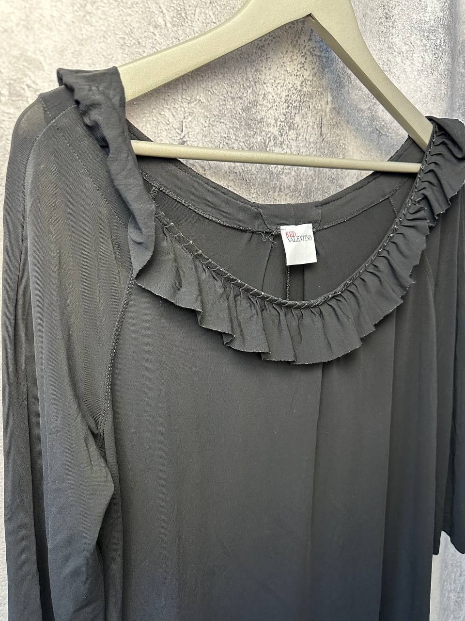 RED Valentino × Valentino RED Valentino Black Ruffle Trim Dress 3/4 Sleeves Relaxed Size M / US 6-8 / IT 42-44 - 4 Thumbnail