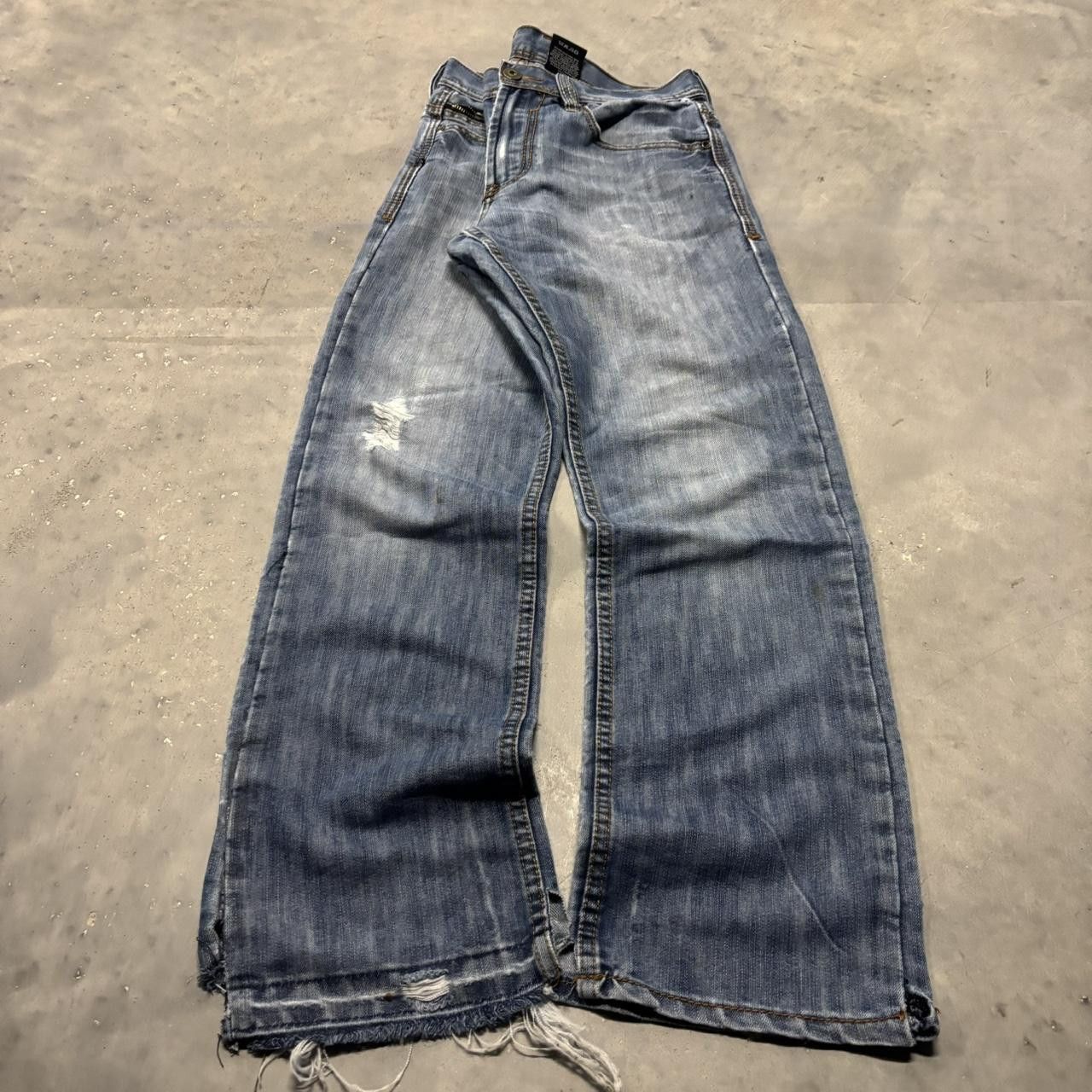 Japanese Brand × Vintage Crazy Vintage Y2K/2000s Faded Dark Wash Distressed Mall Goth Denim Jeans! Size US 31 - 3 Thumbnail
