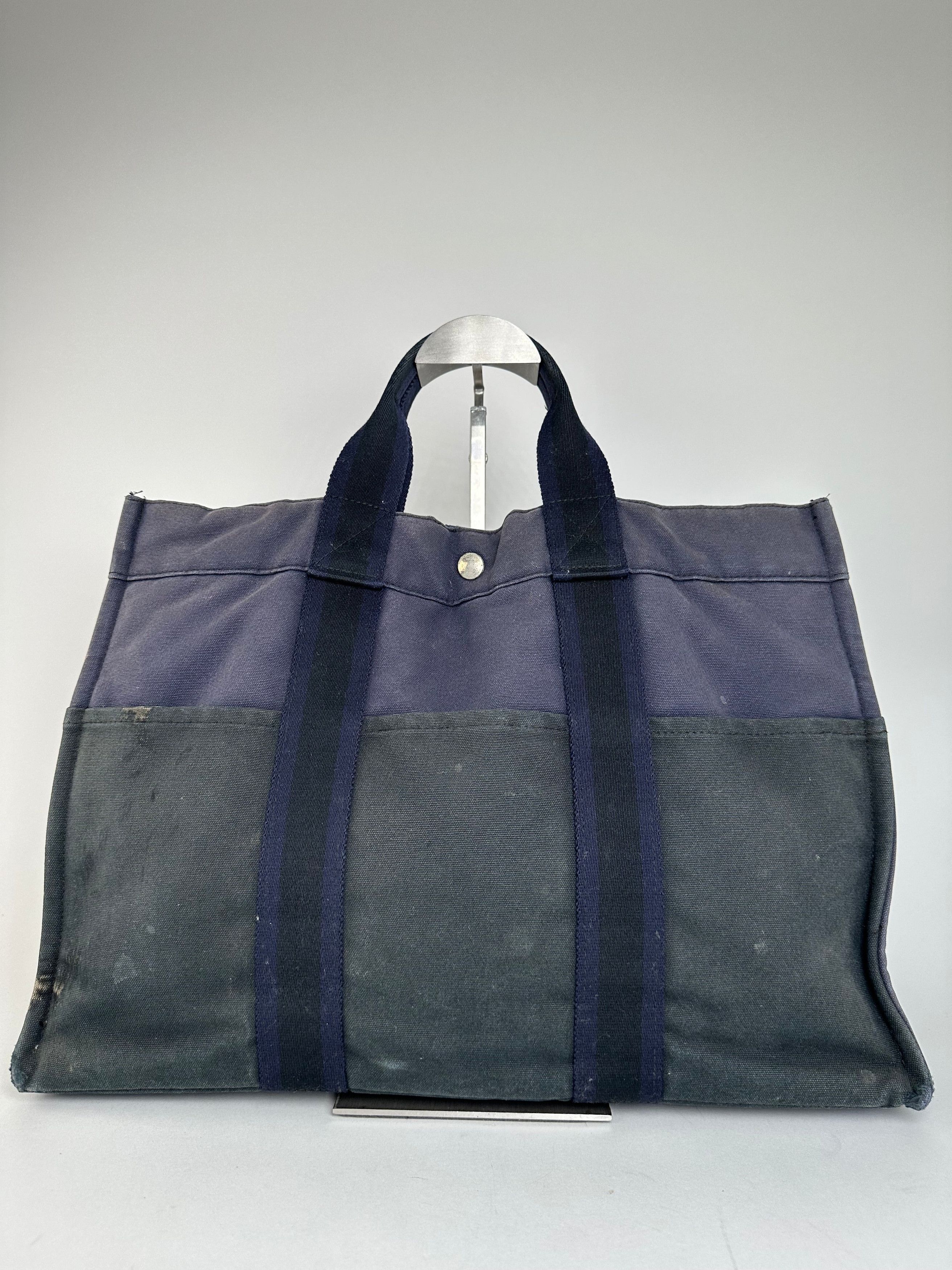 Other Vintage Hermès Fourre Tout MM Canvas Tote Bag Black Navy Size ONE SIZE - 1 Thumbnail