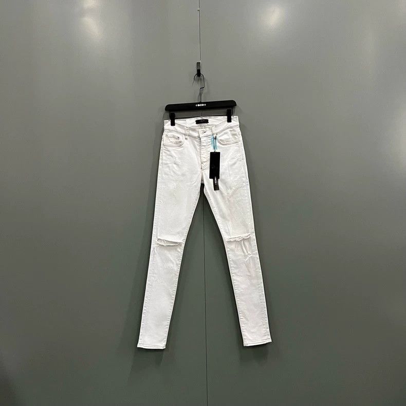 Amiri Amiri white hole slim fit long pants Size US 30 / EU 46 - 1 Thumbnail