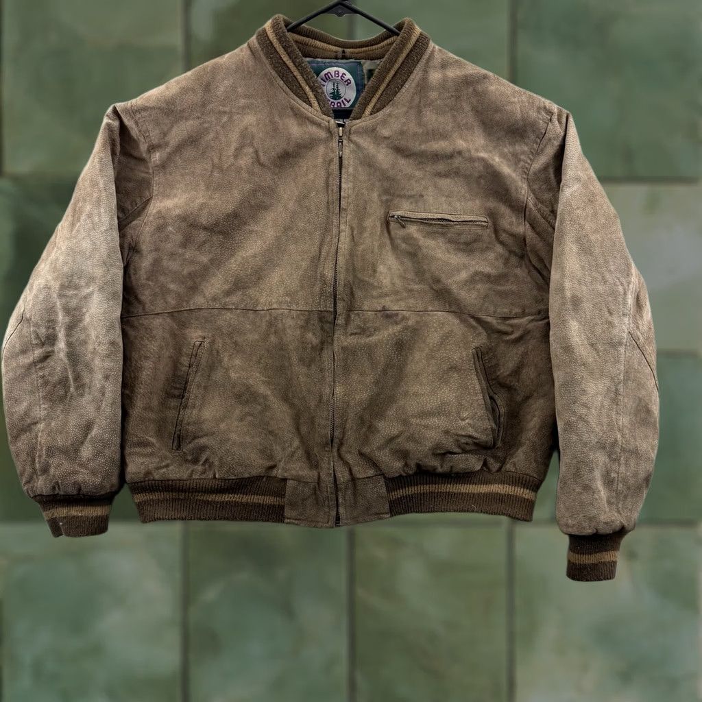 Vintage VINTAGE Timber Trail Jacket Mens 2XL Brown Suede Leather Bomber Full Zip Lined Size XXL / US 16-18 / IT 52-54 - 1 Thumbnail