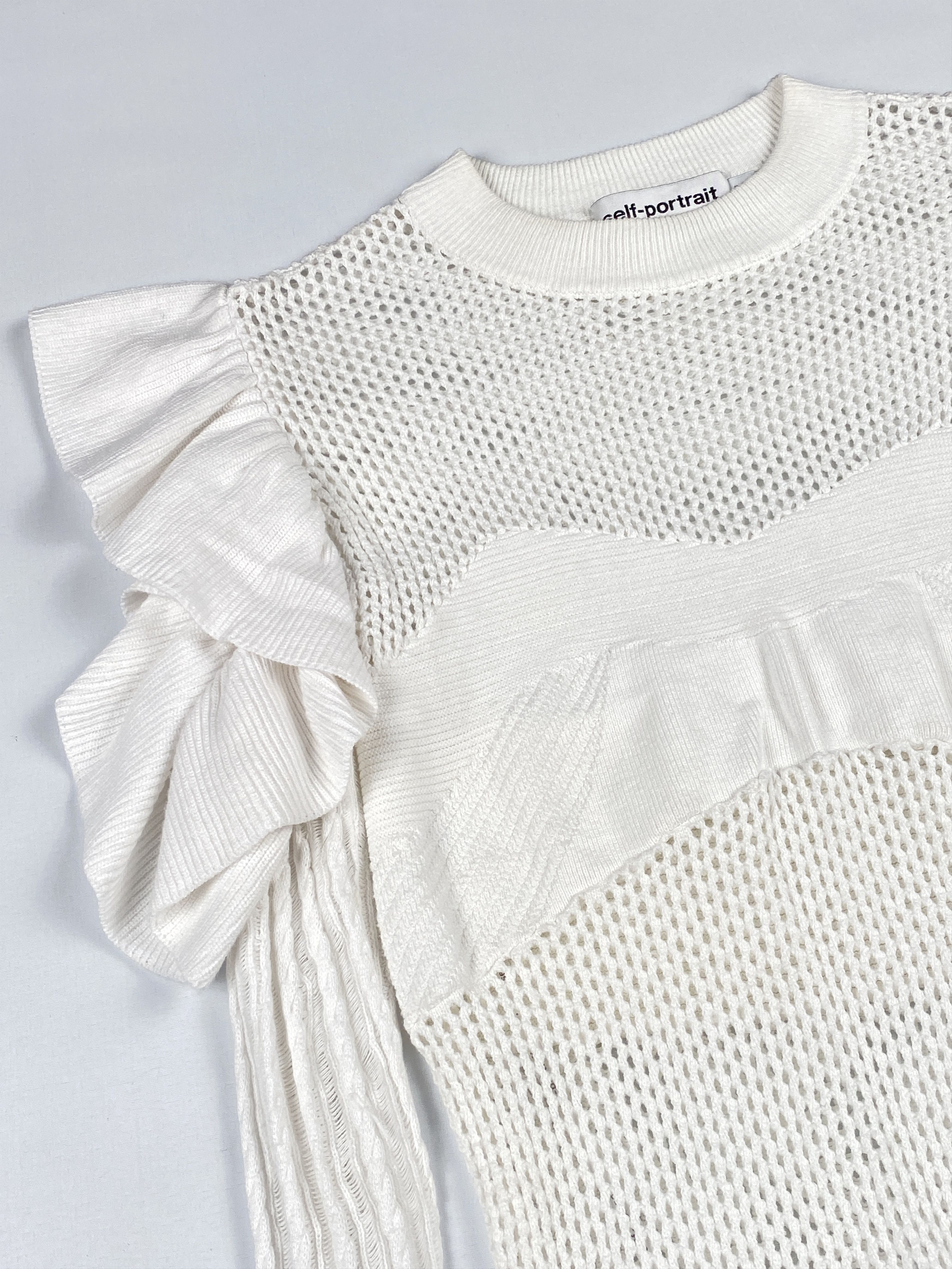 Self-Portrait Frill Cold Shoulder Knit Top Size M / US 6-8 / IT 42-44 - 6 Thumbnail