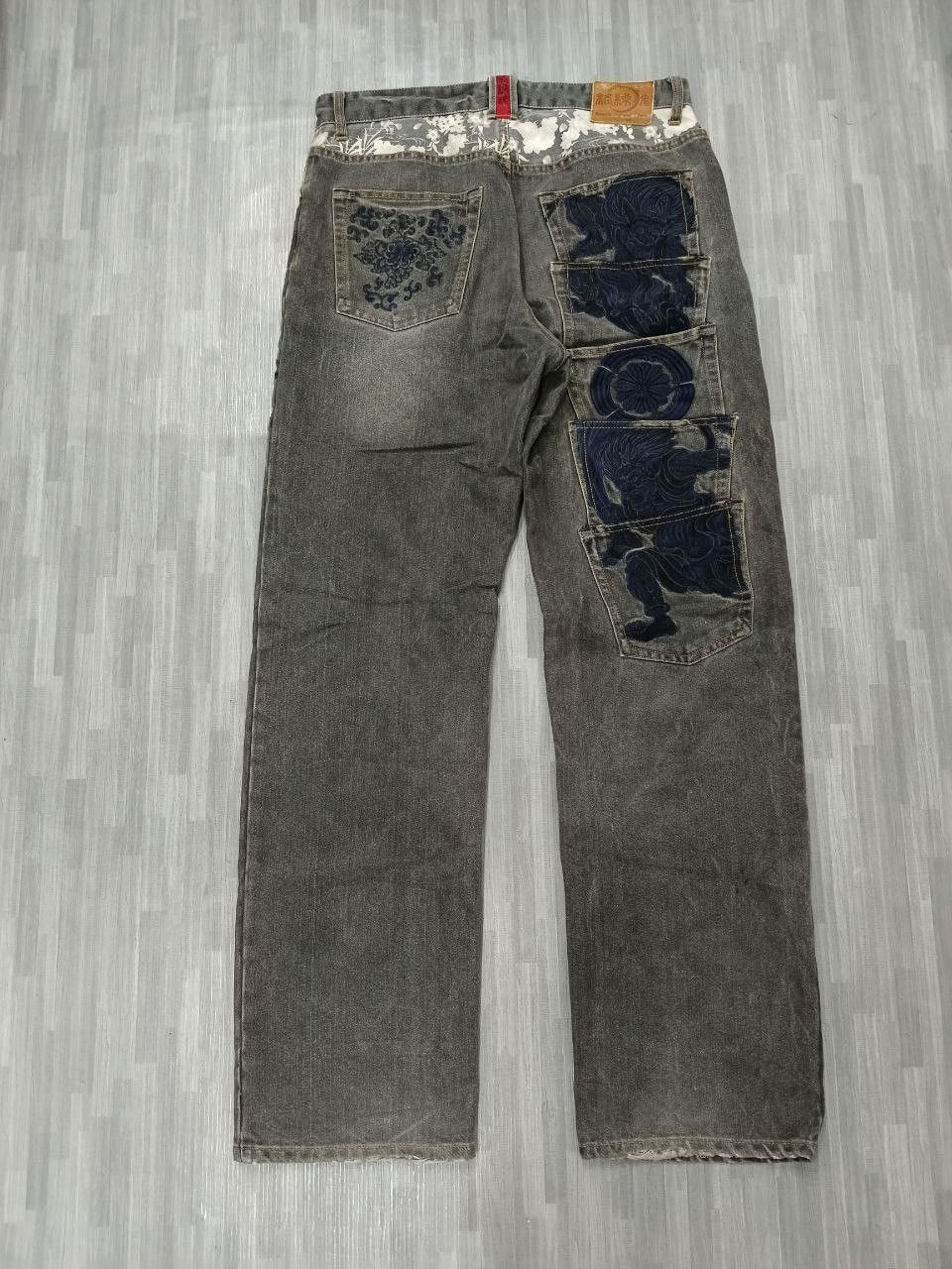 Japanese Brand RARE KARAKURI TAMASHI MULTIPOCKET EMBROIDED FUJIIN RAIIJIN Size US 34 / EU 50 - 3 Thumbnail