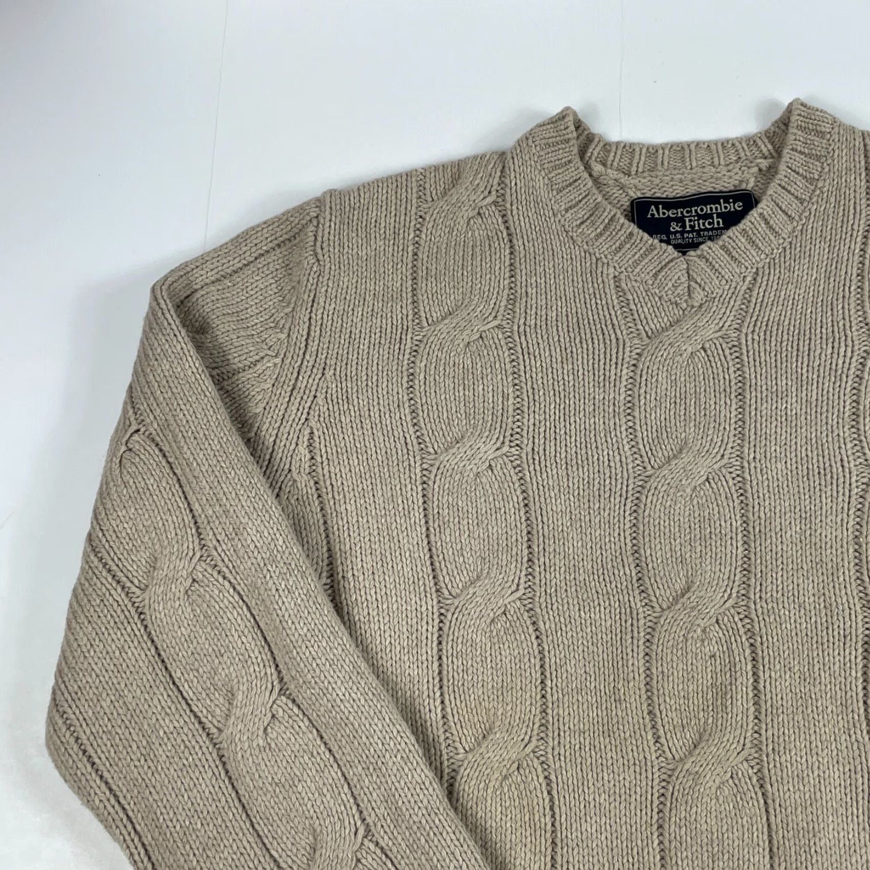 Abercrombie & Fitch VINTAGE Abercrombie & Fitch Sweater Women XL Beige Wool Long Sleeve Knit Pullover Crew Neck Size XL / US 12-14 / IT 48-50 - 2 Thumbnail