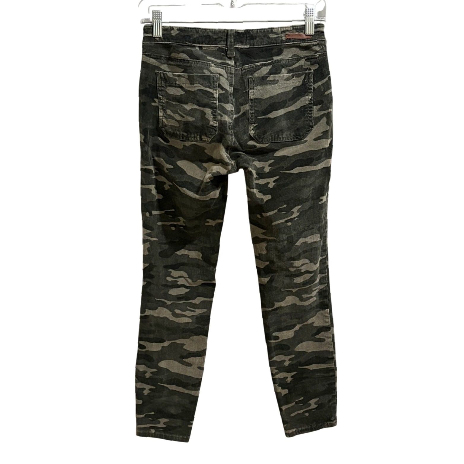 Vintage Pilcro & The Letterpress Pants Womens 26 Green Camo Corduroy High Rise Skinny Jeans (Button, Zip) - Machine Washable - 26in Waist, 24in Inseam Size 26" / US 2 / IT 38 - 2 Thumbnail