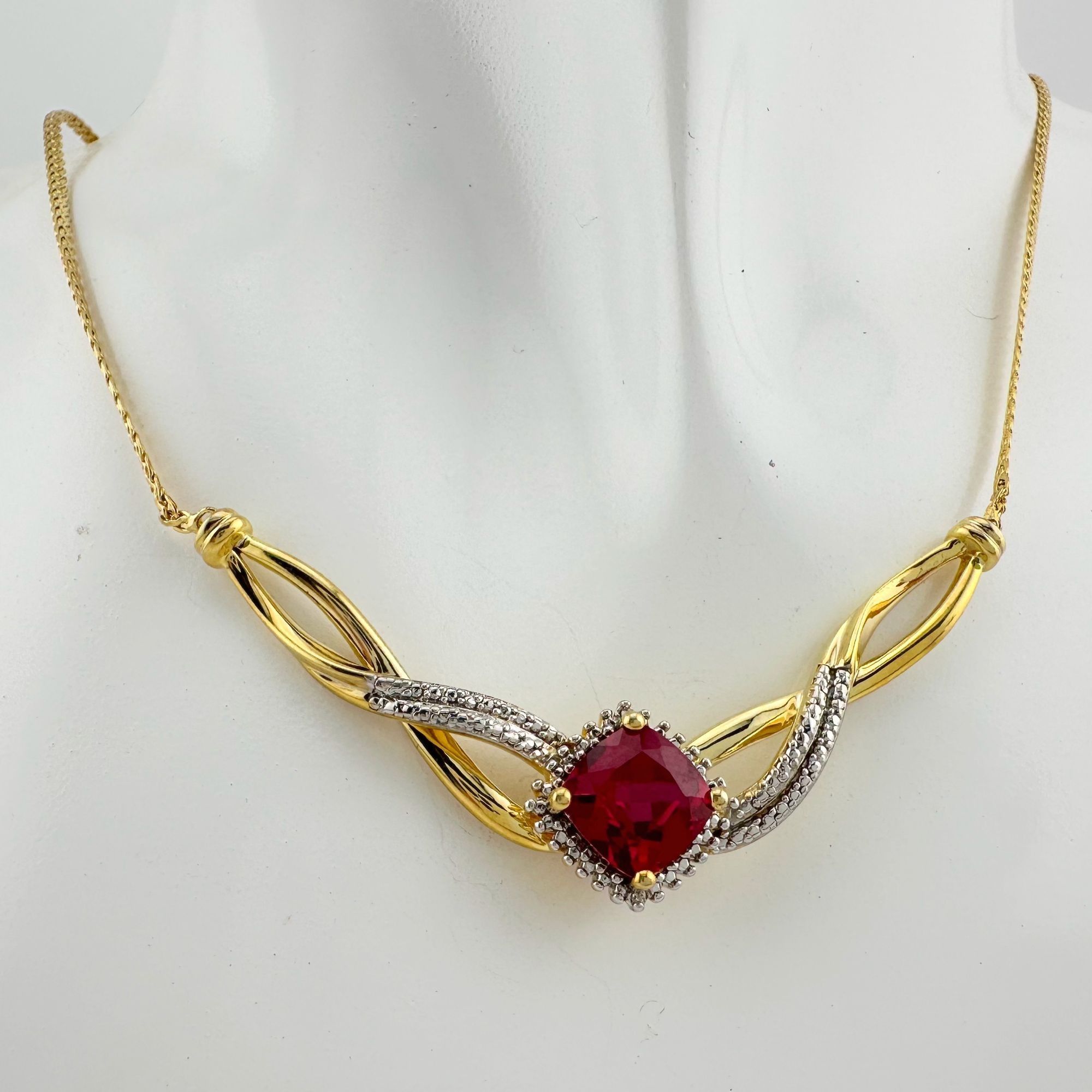 Other Elegant Lab Created Ruby and White Sapphire Infinite Loop Ne Size ONE SIZE - 5 Thumbnail