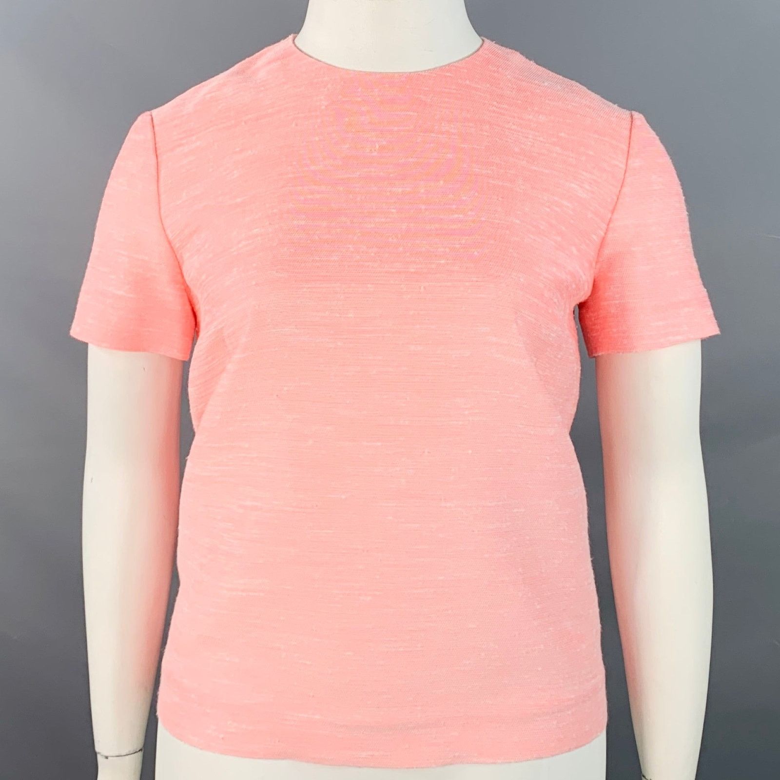 Stella McCartney STELLA McCARTNEY Pink Rayon Silk Textured Crew Neck Boxy Top Size L / US 10 / IT 46 - 1 Thumbnail