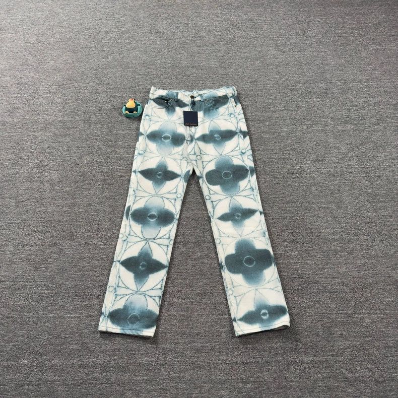 Louis Vuitton Blue Denim Pants with Tie-Dye Print - dmc Size US 32 / EU 48 - 1 Thumbnail