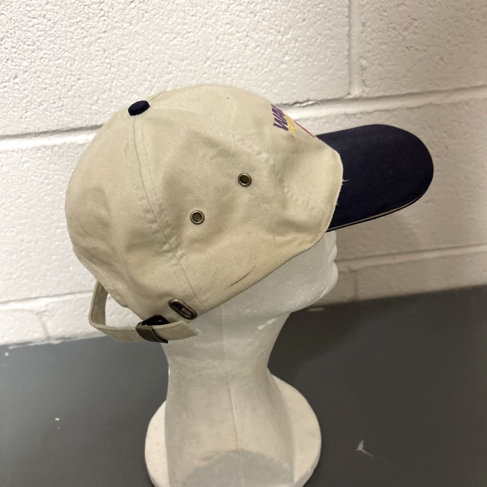 Walmart VINTAGE Walmart Supercenter Hat Cap Beige Blue Embroidered Advertising 90s Mens Size ONE SIZE - 4 Thumbnail