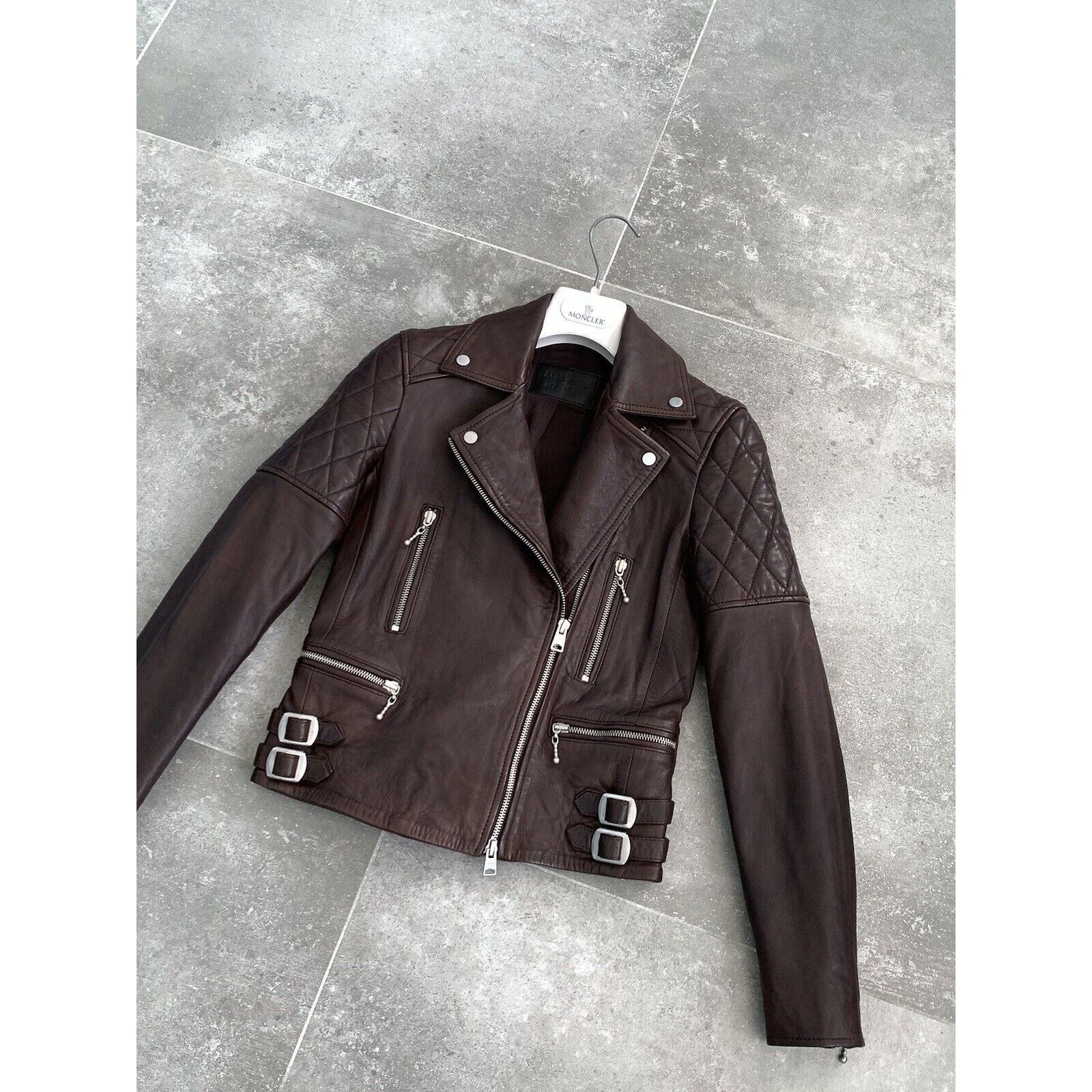 Allsaints Women ALL SAINTS Armstead Leather Biker Jacket XXS UK 4 US 0 Size XXS / US 00 / IT 34 - 3 Thumbnail