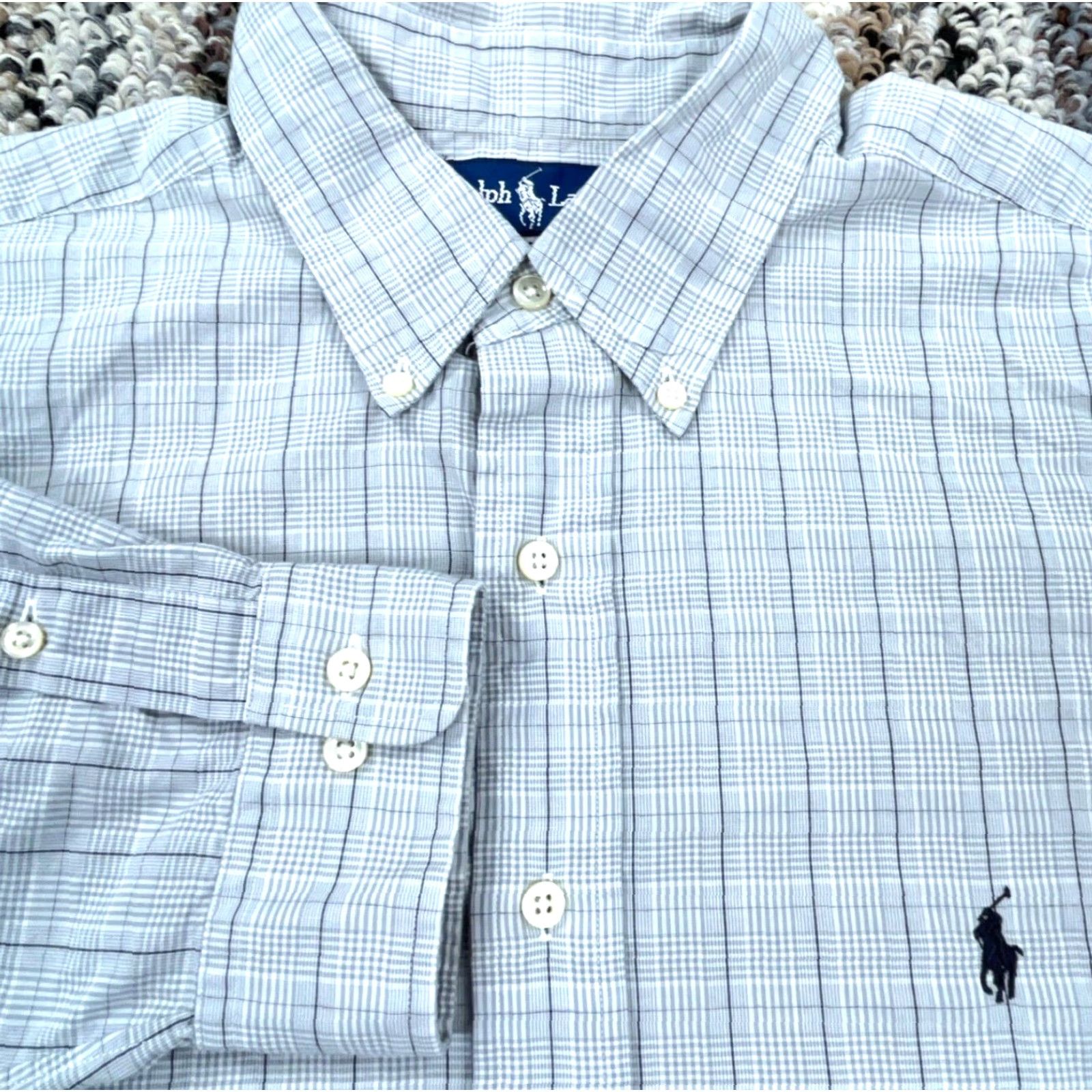 Ralph Lauren Ralph Lauren Shirt Men 17 32 Gray Button Up Glen Plaid Yarmouth Poplin XL Dress Size 46R - 2 Thumbnail