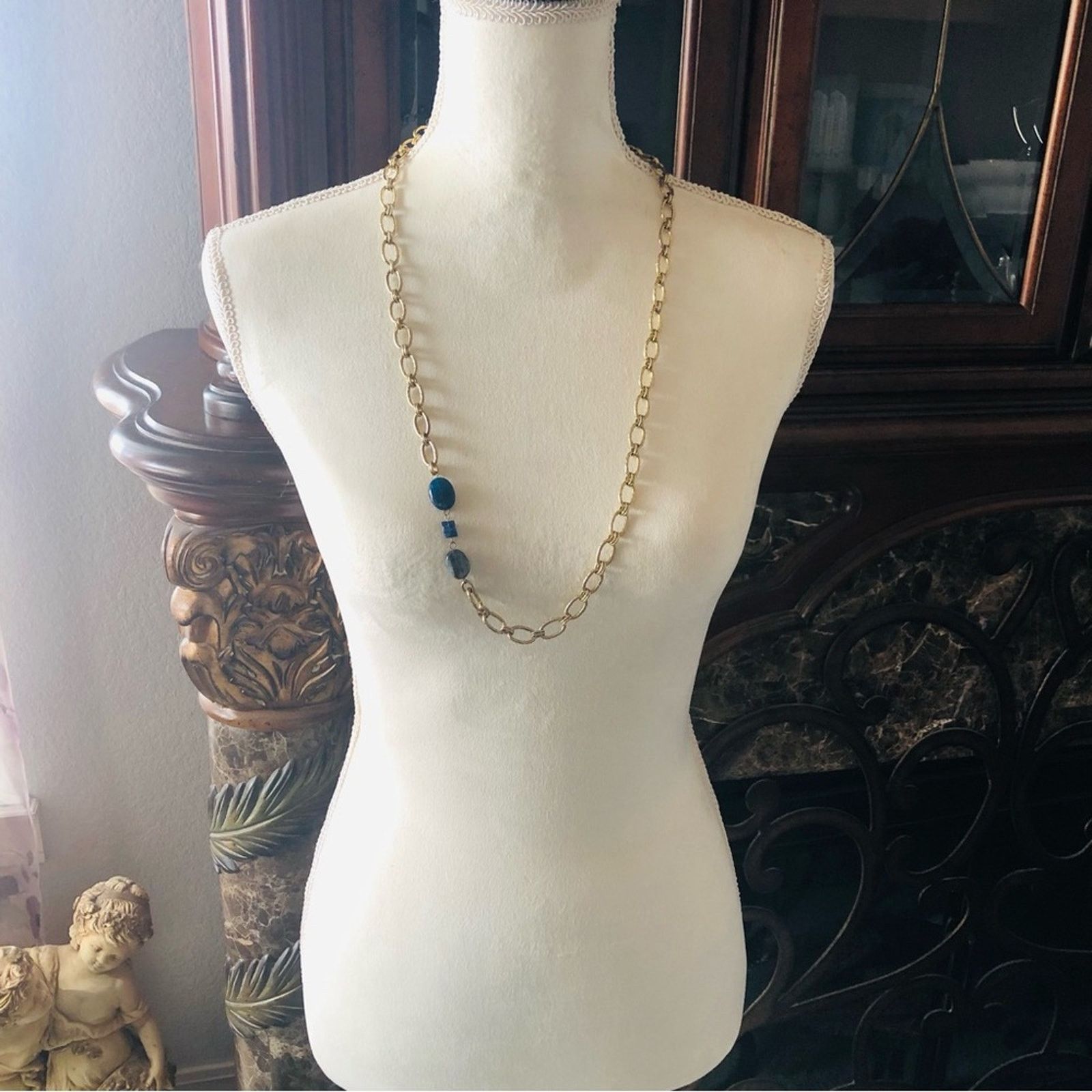 Handmade Handcrafted recycled material sodalite accent necklace Size ONE SIZE - 5 Thumbnail