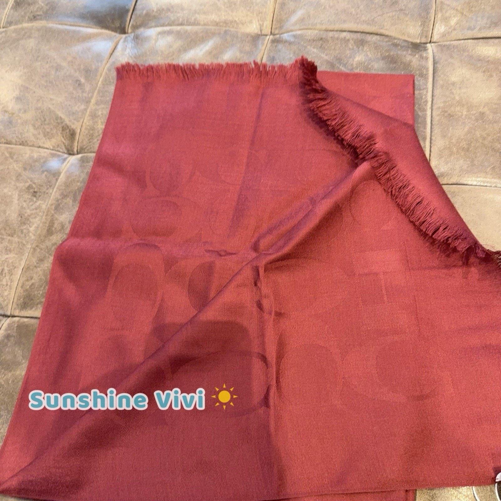 Coach NWT Coach Women's Signature Wrap Fringe Scarf CB700 Burgundy Size ONE SIZE - 4 Thumbnail