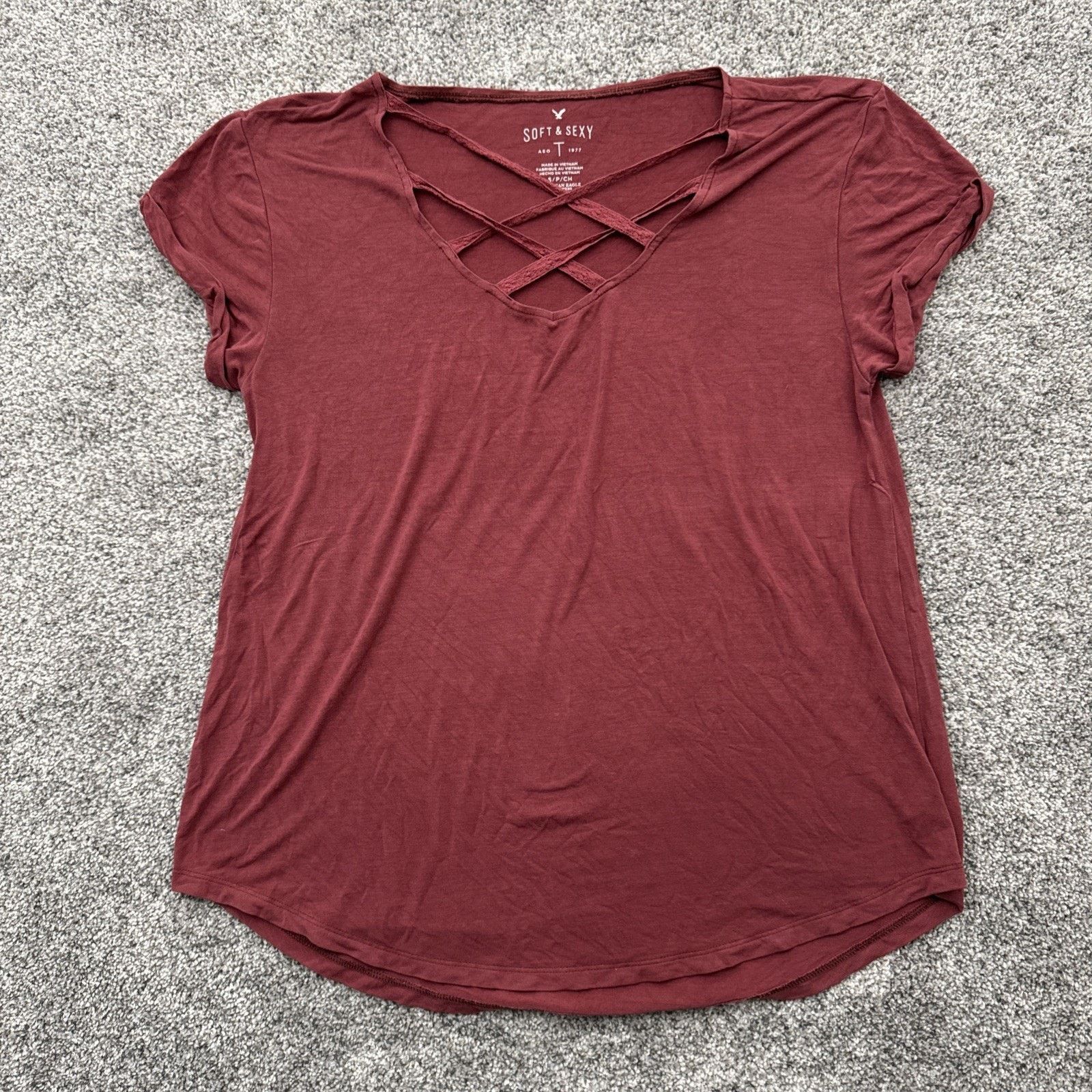 American Eagle Outfitters American Eagle Tee Womens S Y2K Soft Sexy Earthy  Crisscross | Grailed, image size:1600x1600