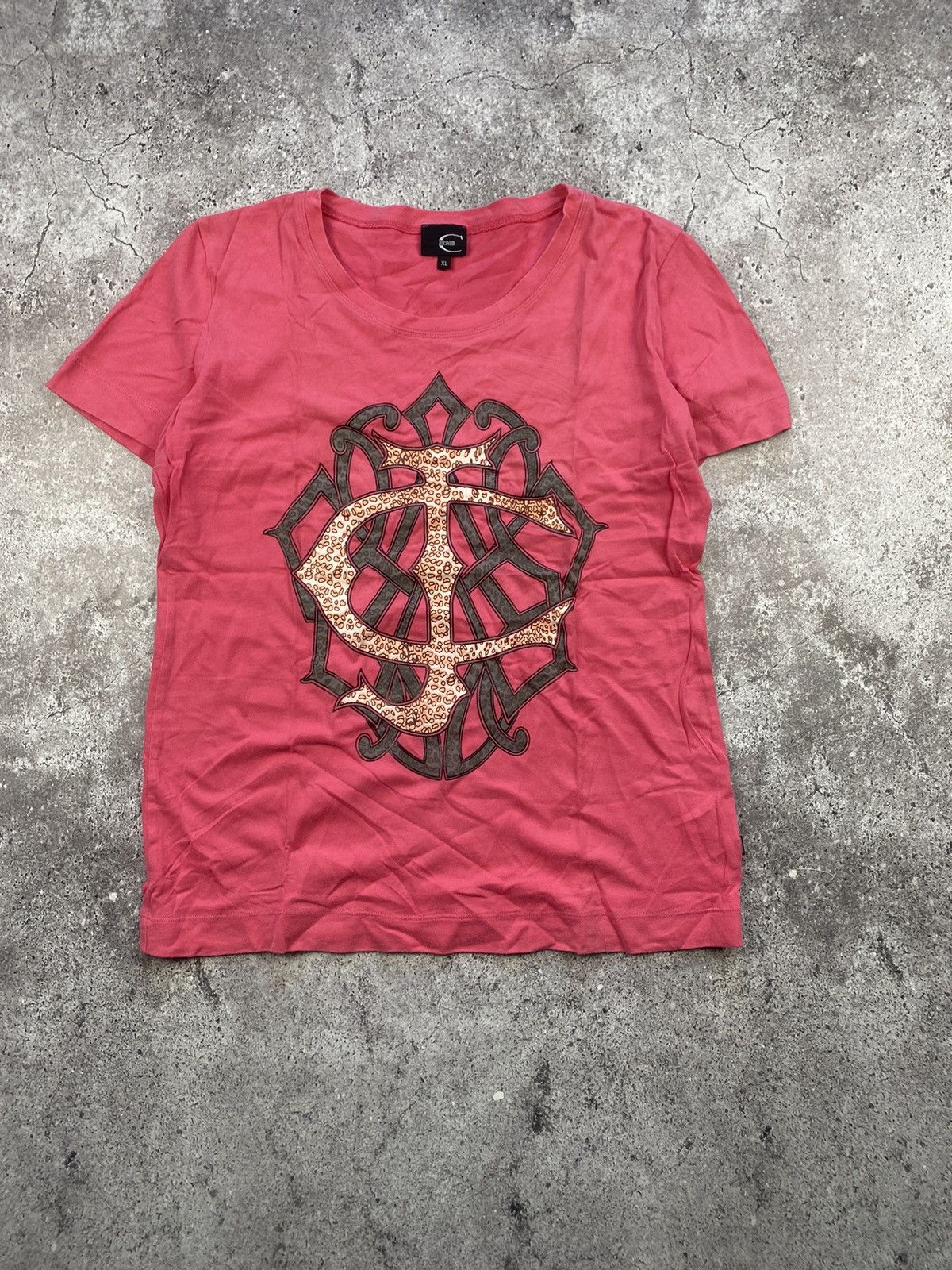 Just Cavalli ‼️ ARCHIVE JUST CAVALLI LUXURY BIG PRINTED LOGO T SHIRT PINK Size XL / US 12-14 / IT 48-50 - 1 Thumbnail