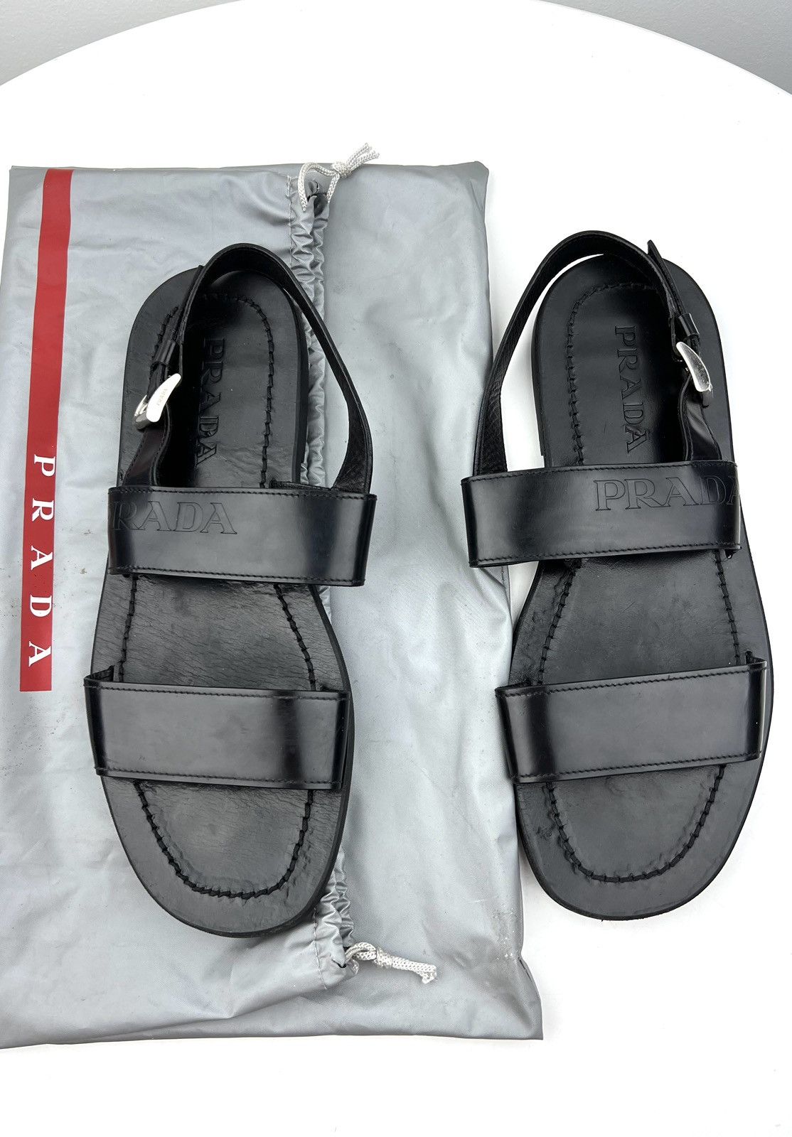 Prada PRADA MILANO Sandals Leather Shoes Straps Logo Black Men’s Size US 9 / EU 42 - 1 Thumbnail