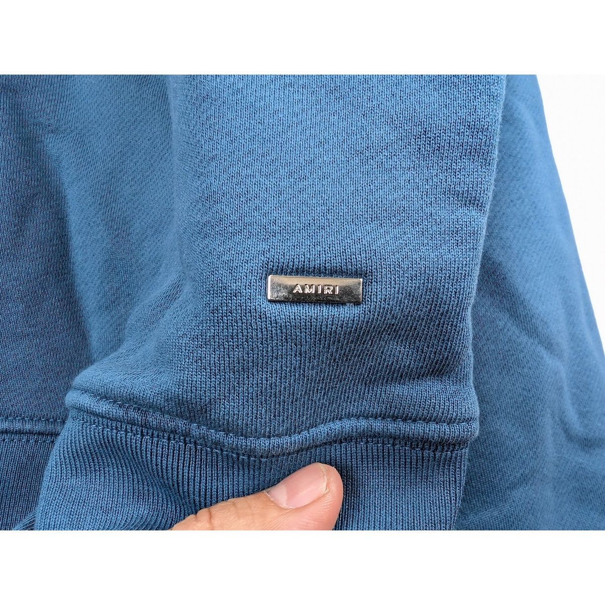 Amiri o1rshd1 Q:2 / MA Bar Embroidery Hoodie in Pond Blue Size US XL / EU 56 / 4 - 15 Thumbnail