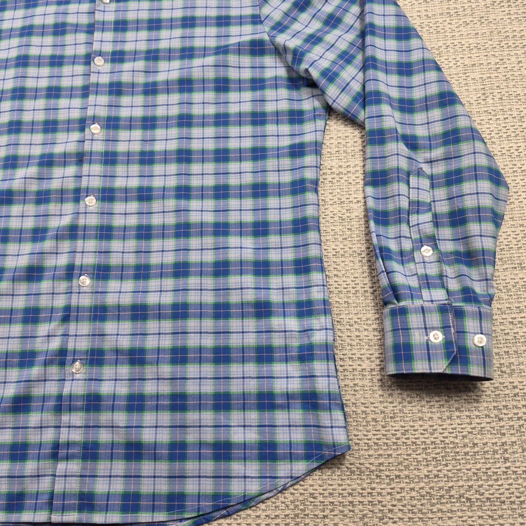 Mizzen+Main Mizzen+Main Button Up Shirt Mens XL Blue Plaid Trim Fit Dress Shirt Size 46R - 2 Thumbnail