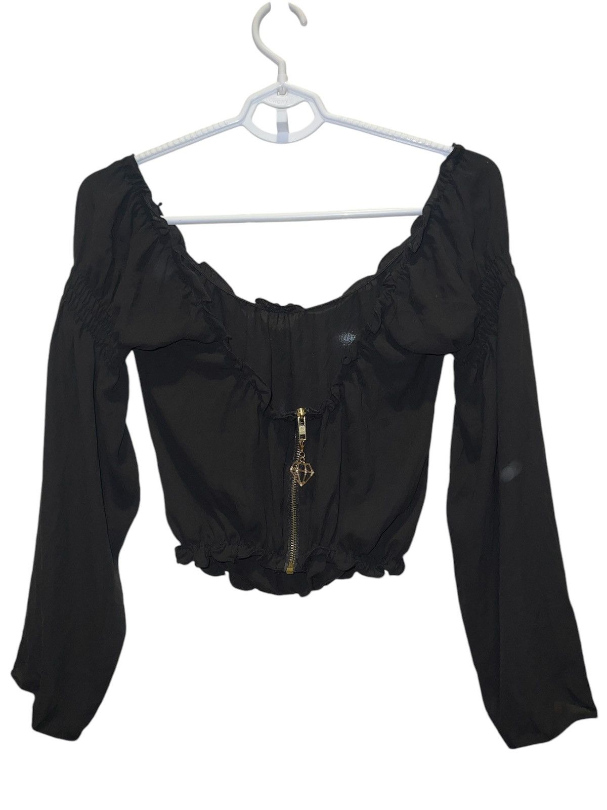 Japanese Brand D.i.a gyaru ruffle cropped blouse 🖤 Size ONE SIZE - 12 Thumbnail