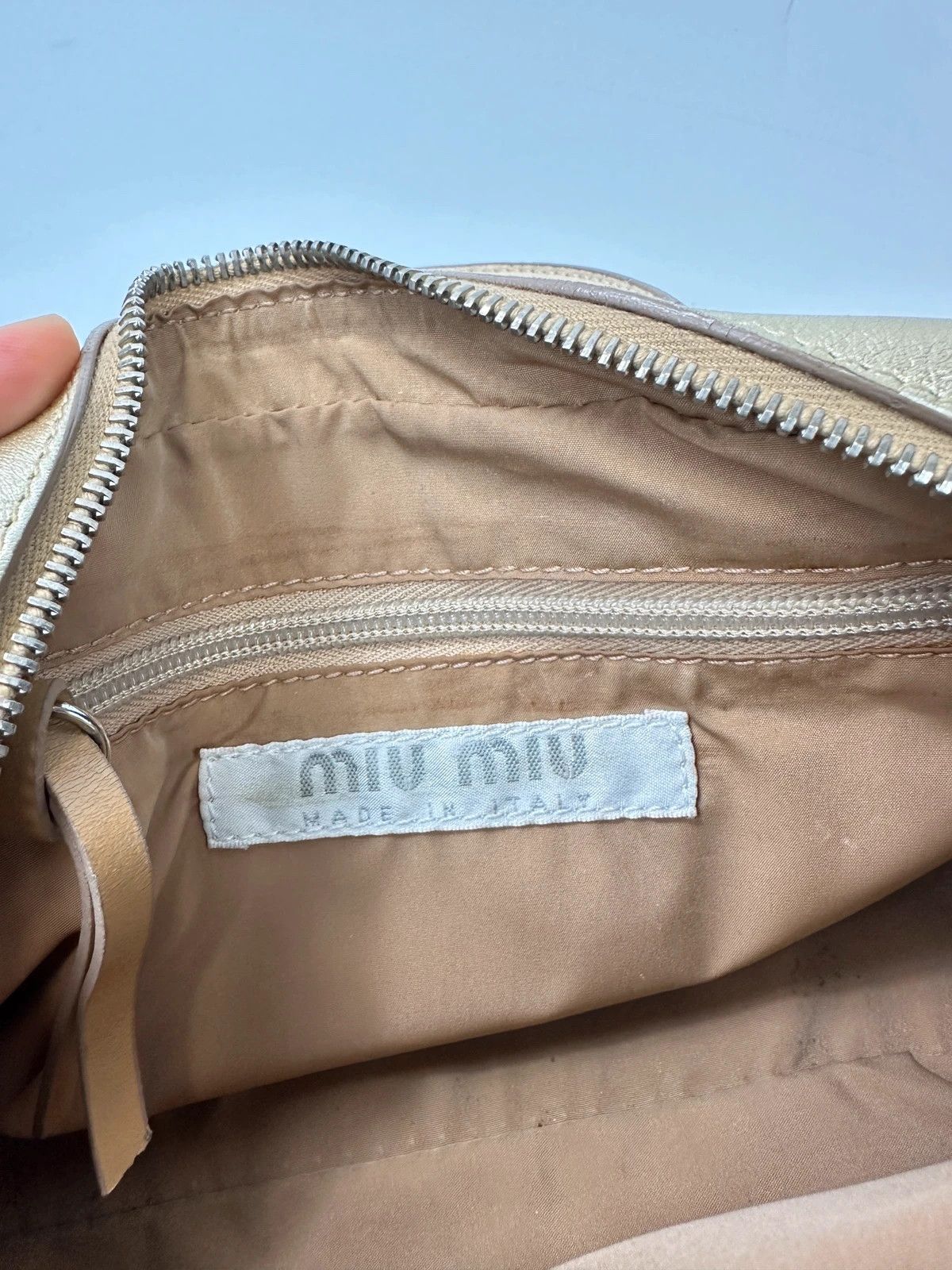 Miu Miu Miu Miu 90s Leather Gold Glitter Mini HandBag NanoSpeedy Size ONE SIZE - 13 Thumbnail