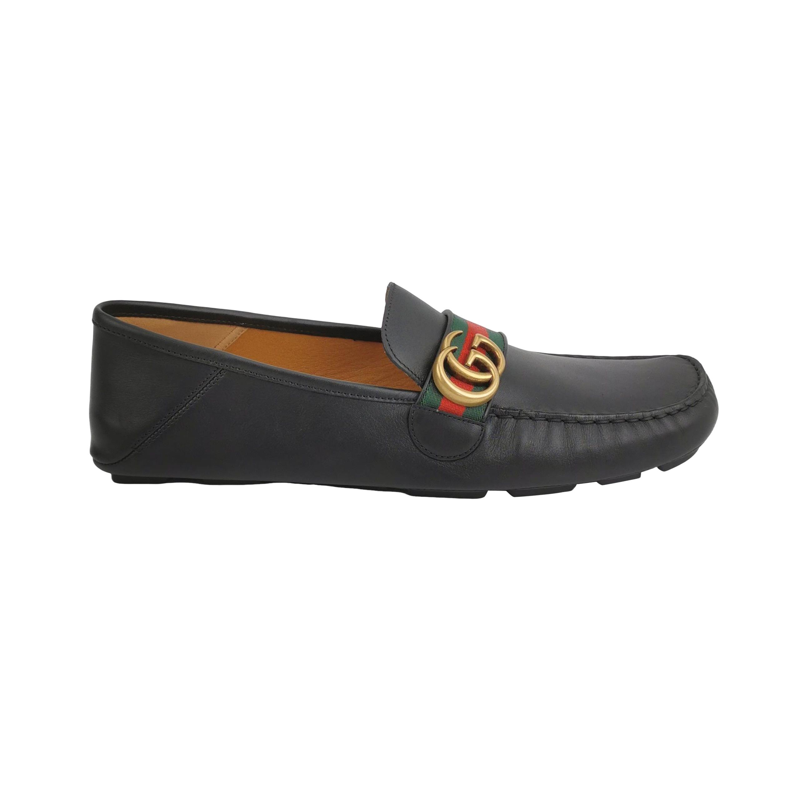 Gucci Gucci Web Stripe GG Leather Loafers Size 11.5 Size US 12 / EU 45 - 1 Thumbnail