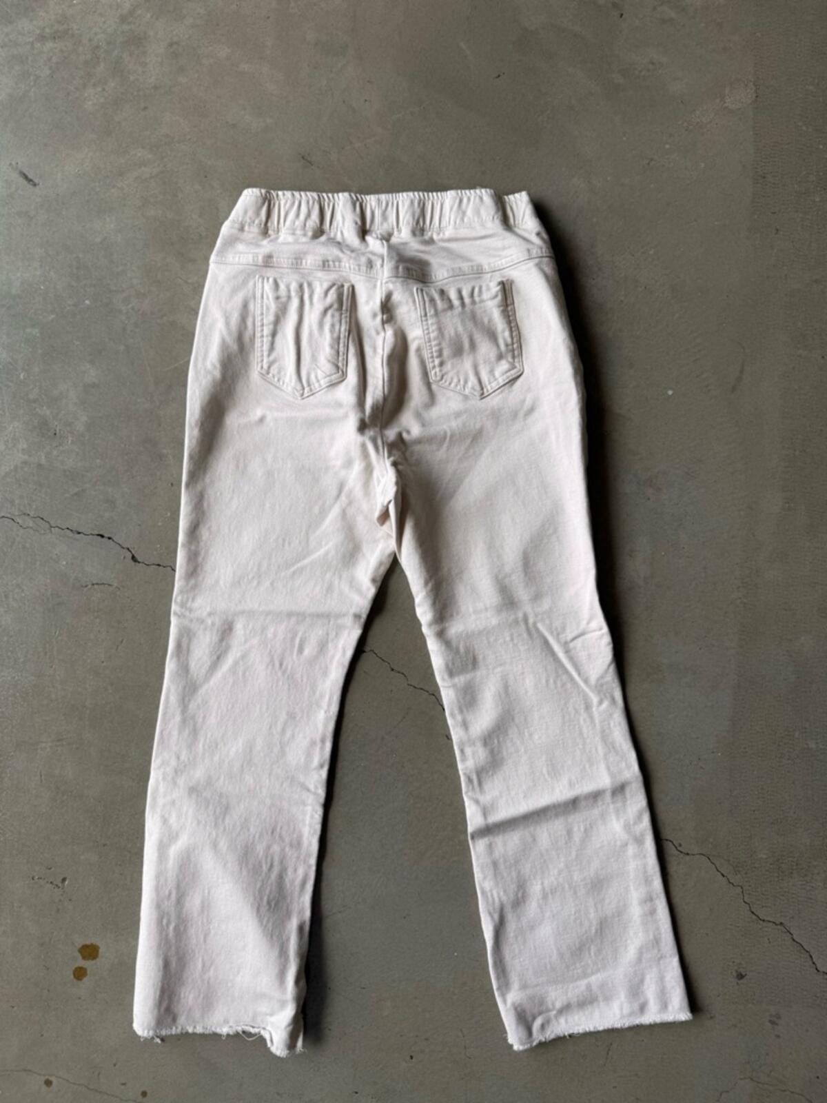 Mecca Mecca / Elastic Waist Straight Crop Raw Hem / Ivory Size 28" / US 6 / IT 42 - 7 Thumbnail