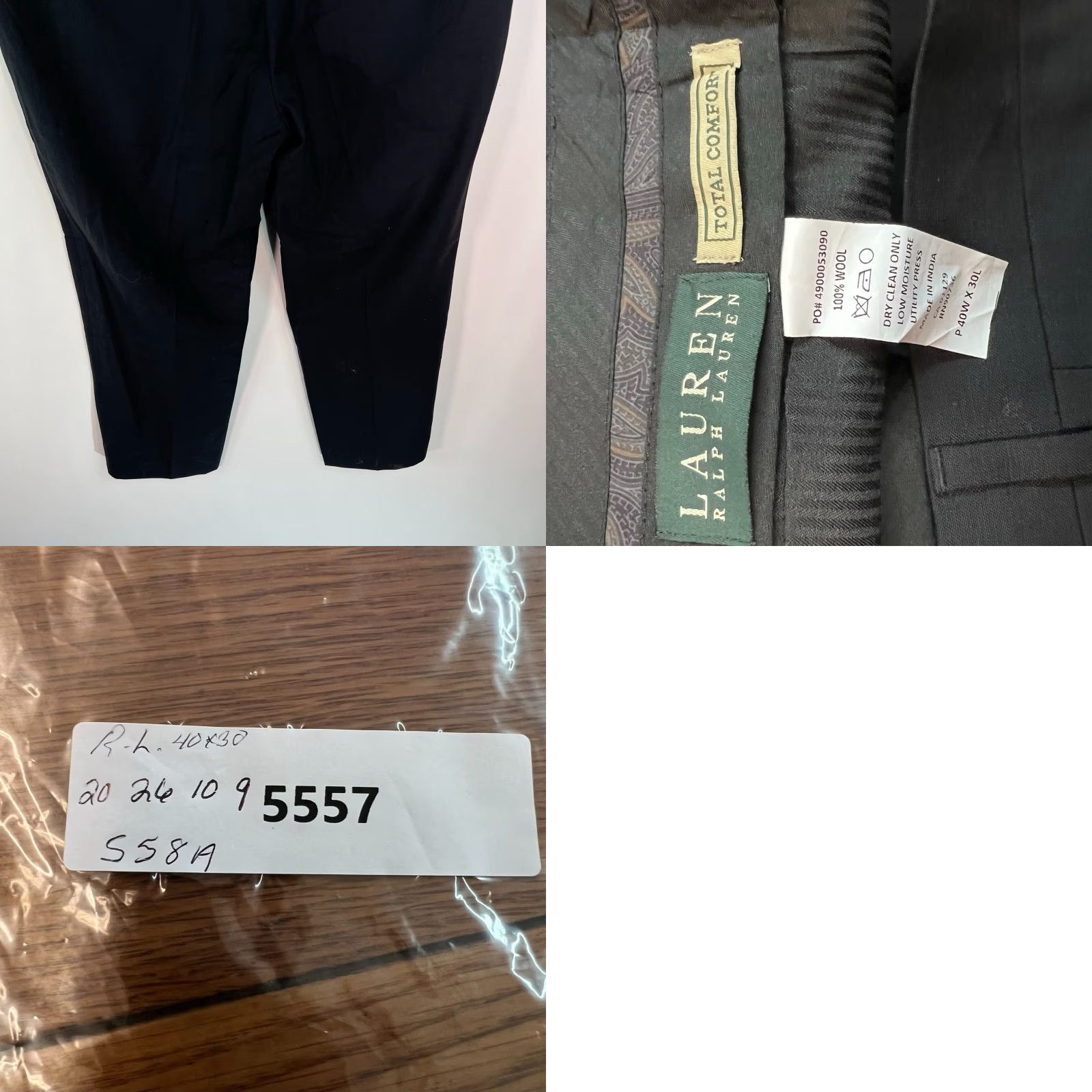 Ralph Lauren Ralph Lauren Mens Dress Pants Black Wool Flat Front Casual Size 40X26 Size US 40 / EU 56 - 8 Thumbnail