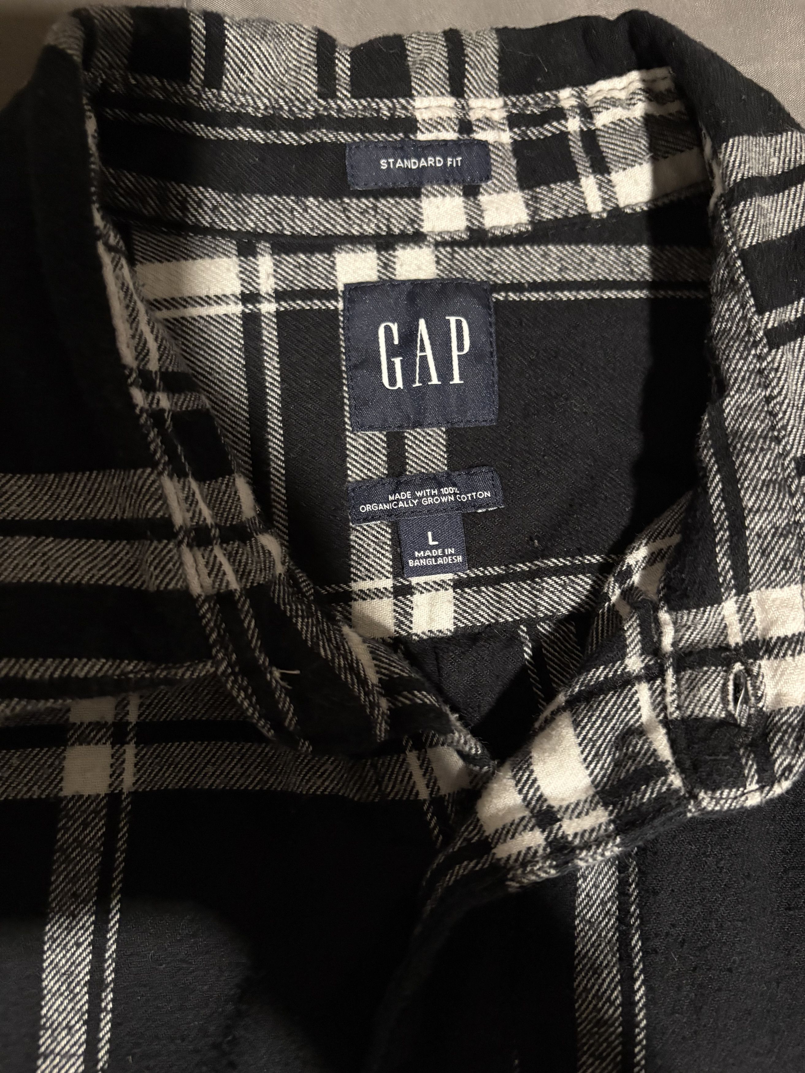 Gap Gap Black And Grey Plaid Flannel Shirt Size US L / EU 52-54 / 3 - 3 Thumbnail