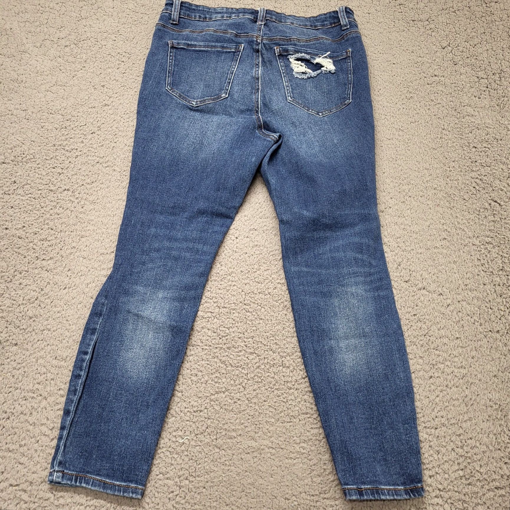 Vintage Wax Jeans Butt I Love You Women's Size 16 Medium Wash Distressed Whiskered Jeans Size 38" / US 16 / IT 52 - 2 Thumbnail