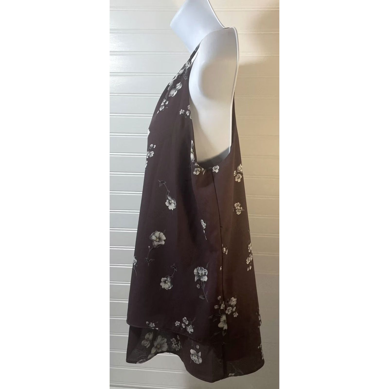Vintage Alya Halter Top Blouse Women Small Purple Floral Tie Back USA Size S / US 4 / IT 40 - 3 Thumbnail
