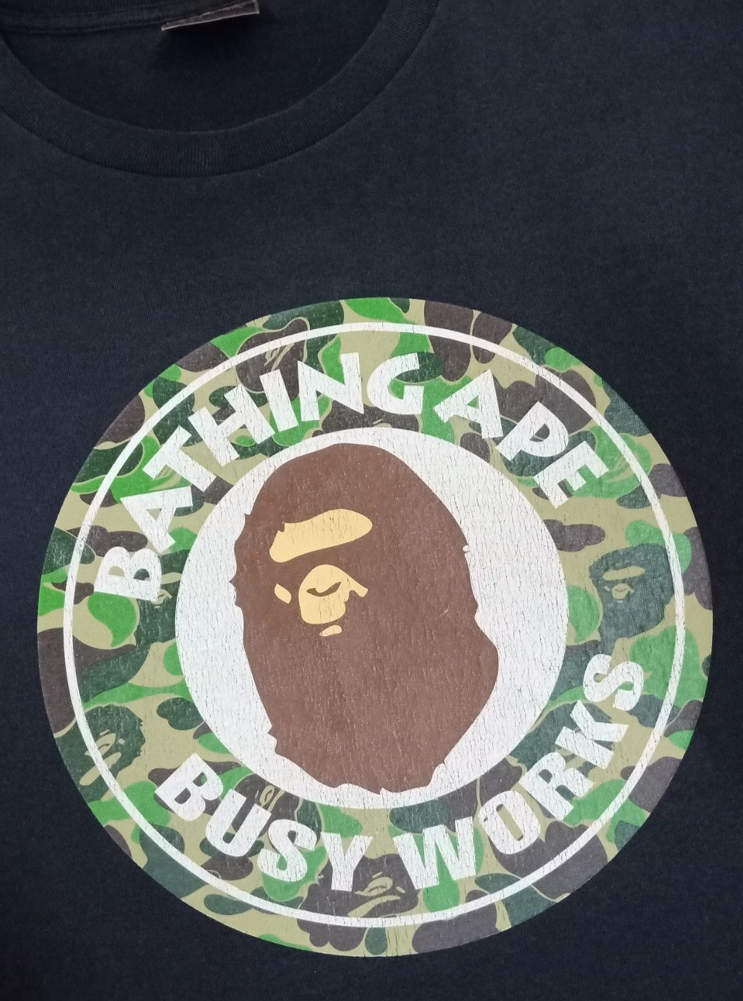Bape × Vintage Vintage Bathing Ape Busy Works Camo Logo T-shirt Size US XL / EU 56 / 4 - 9 Thumbnail