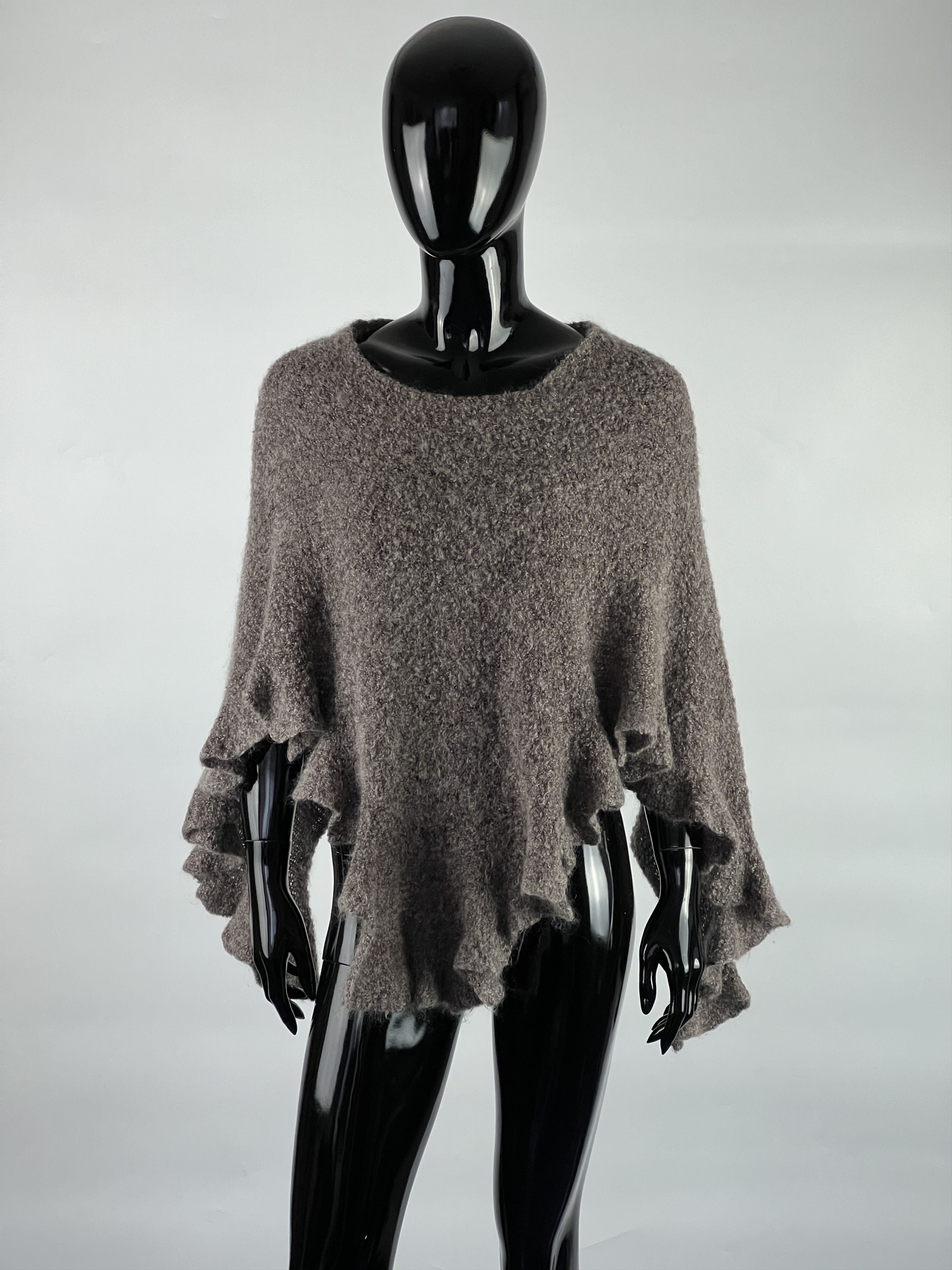 Designer Grizas Mohair Wool Asymmetrical Poncho One Size Size ONE SIZE - 1 Thumbnail