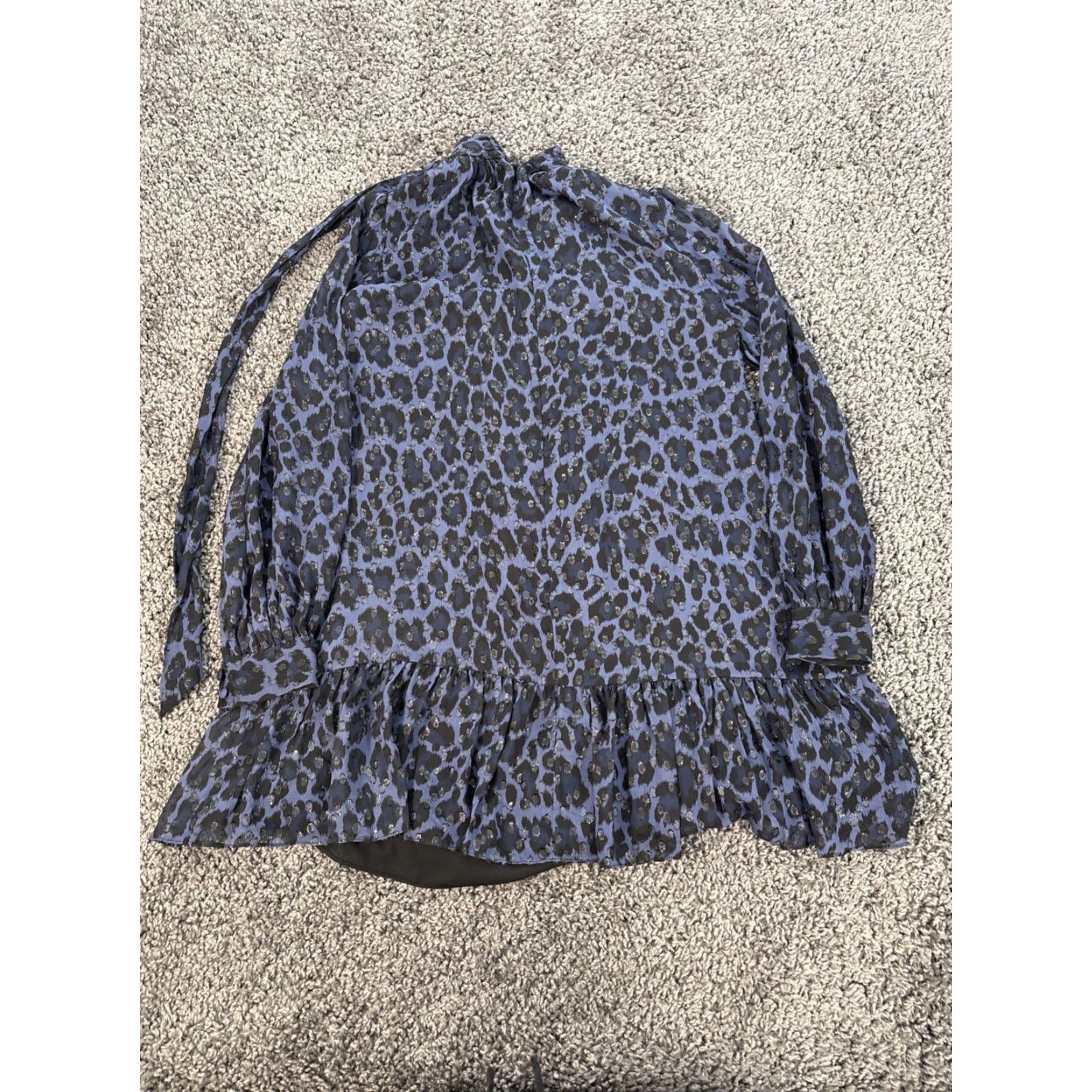 Vintage kate spade new york Dress Mini Leopard Long Sleeve Zip Silk Blue L Women Party Cocktail ShortVintage: No Size L / US 10 / IT 46 - 6 Thumbnail