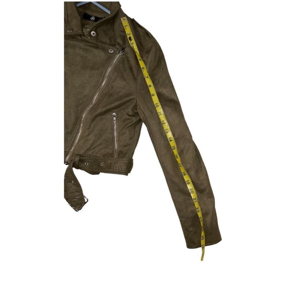 Designer Missguided l Faux Suede Olive Green Moto Jacket Size 2 Size XS / US 0-2 / IT 36-38 - 7 Thumbnail
