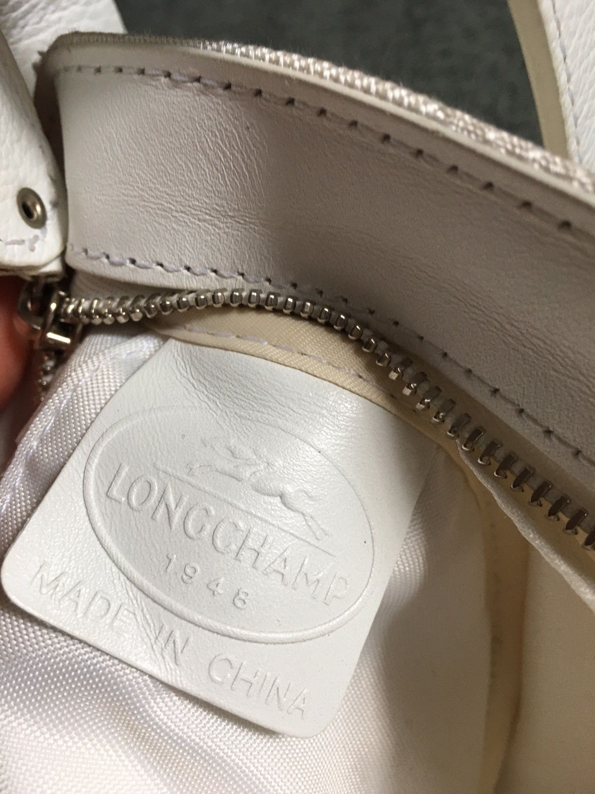 Longchamp Longchamp Ivory White Nylon Leather Handbag Shoulder Bag Size ONE SIZE - 13 Thumbnail