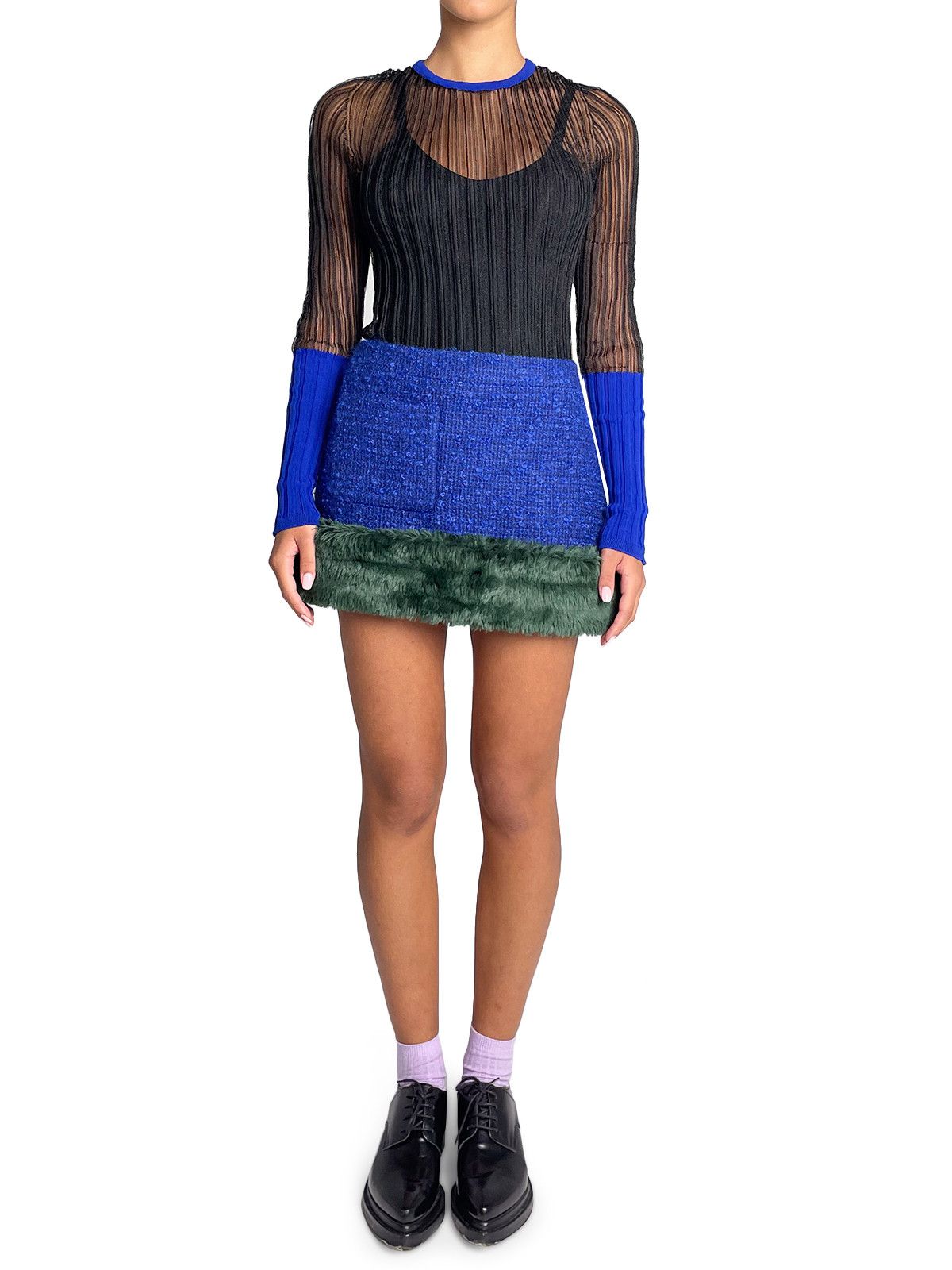 Saint Laurent Paris o1y0126 Mini Skirt in Blue/Green Size 28" / US 6 / IT 42 - 3 Thumbnail