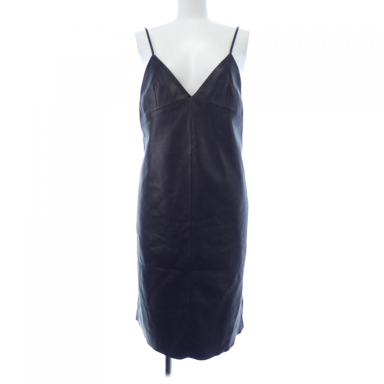 YVES Saint Laurent Leather Dress Leather Dresses 798731Ycoj2 Duty Free For Usa in Black, Women's
