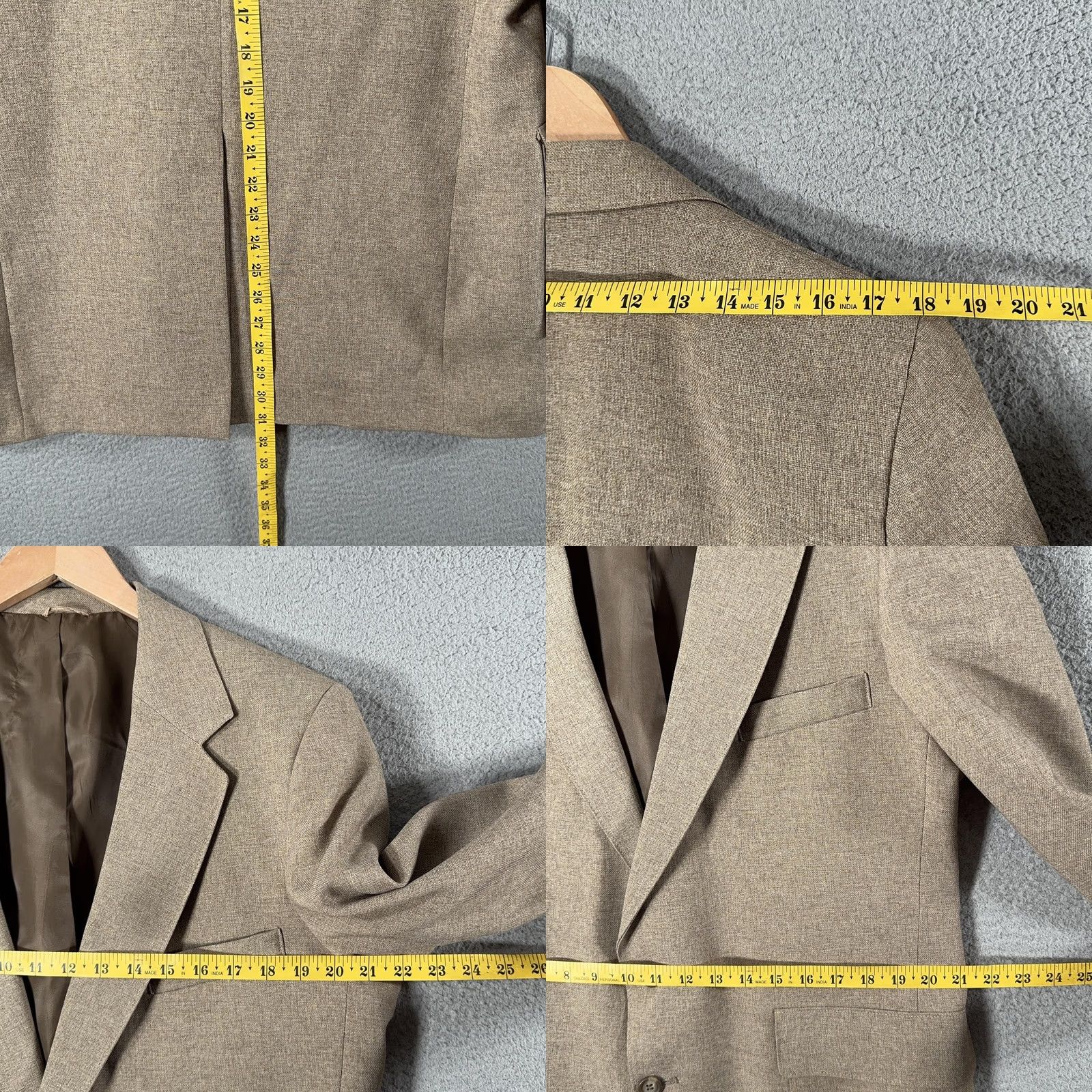 Levi's VINTAGE Levis Suit Mens 44 36W Beige Poly Tweed 2 Piece Sta Prest 80s Size 44R - 9 Thumbnail