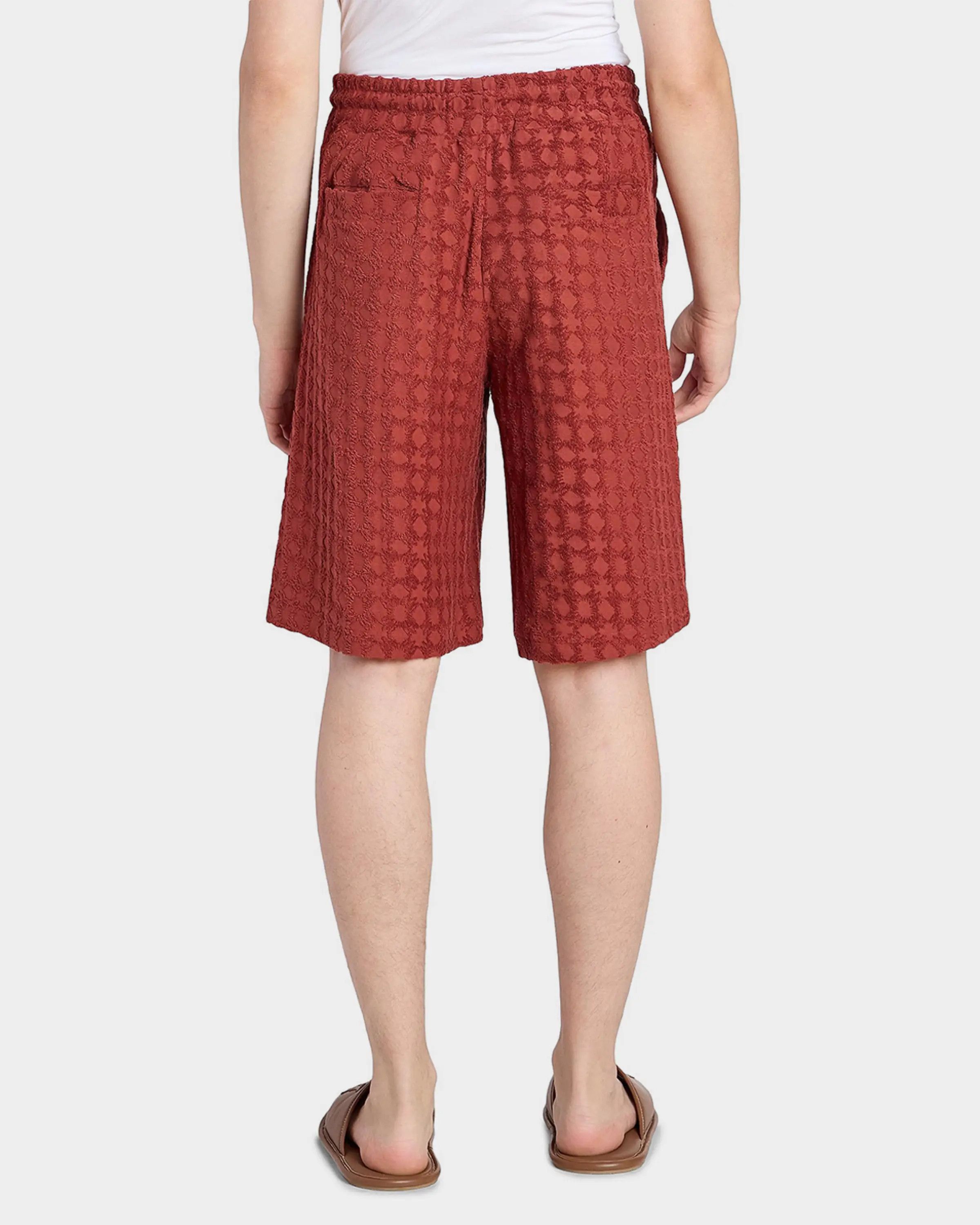 Amiri os11x0526 MA Chateau Toweling Drawstring Shorts in Burgundy Size US 36 / EU 52 - 3 Thumbnail