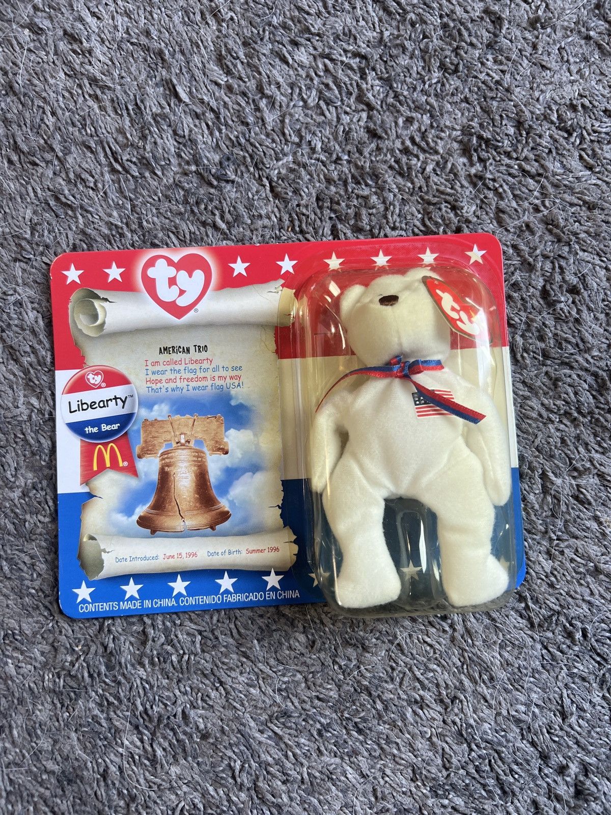 Vintage 2000 McDonald’s Ty Libearty The Bear Teenie Beanie Baby Size ONE SIZE - 1 Thumbnail