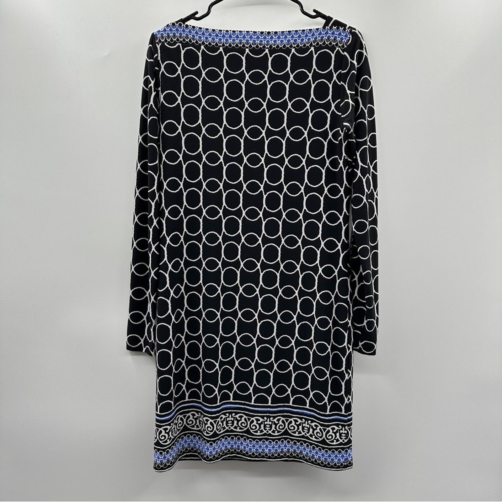 Joseph Ribkoff Joseph Ribkoff Black White Blue Long Sleeve Shift Dress Sz 8 Size M / US 6-8 / IT 42-44 - 6 Thumbnail