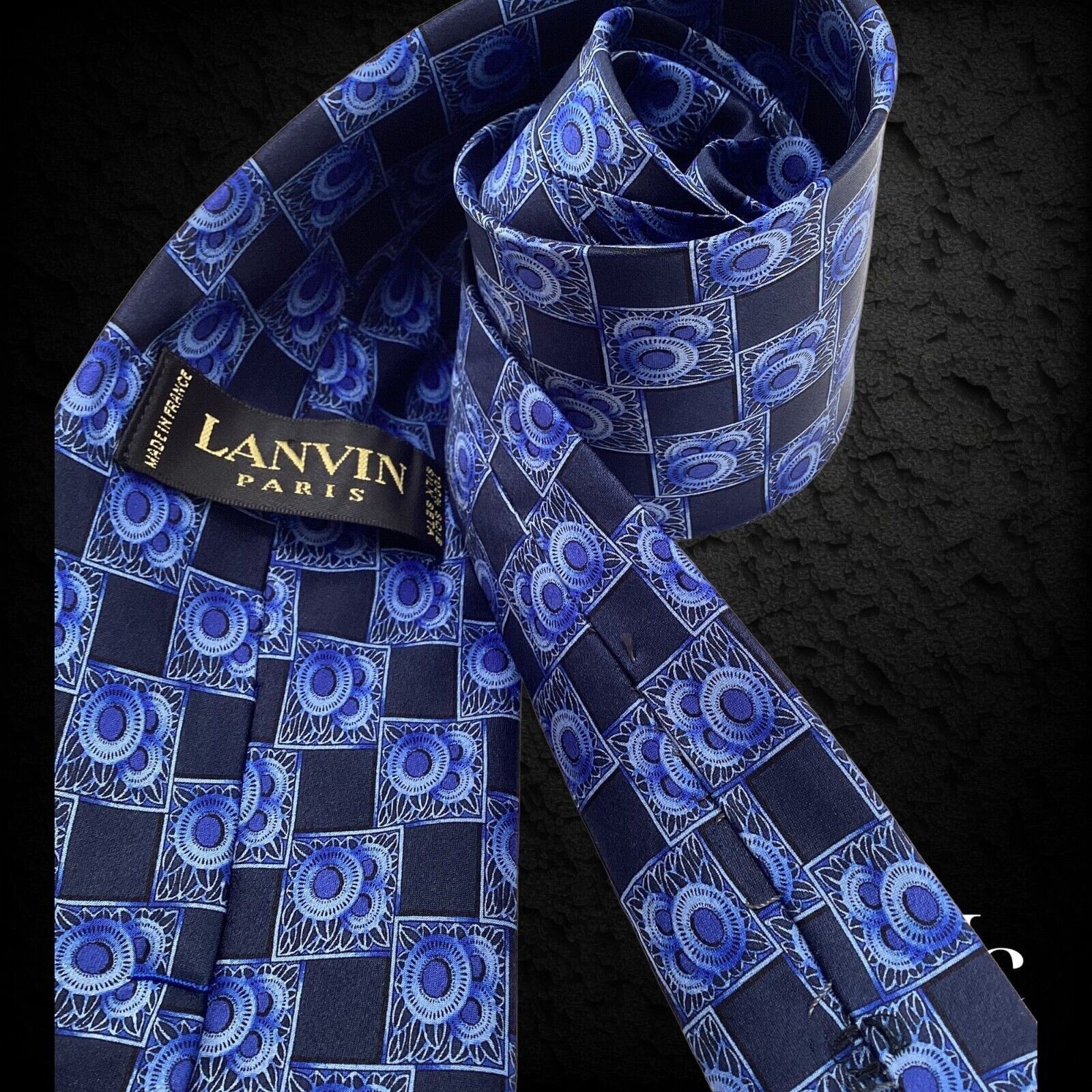 Lanvin LANVIN PARIS Blue Medallion Luxury Silk Tie Made In France W Size ONE SIZE - 3 Thumbnail