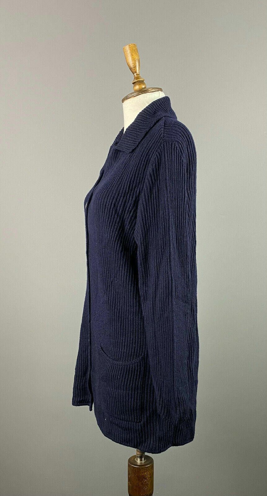 Designer Fabiana Filippi Navy Blue Wool Sweater Cardigan Size 48 Size M / US 6-8 / IT 42-44 - 3 Thumbnail